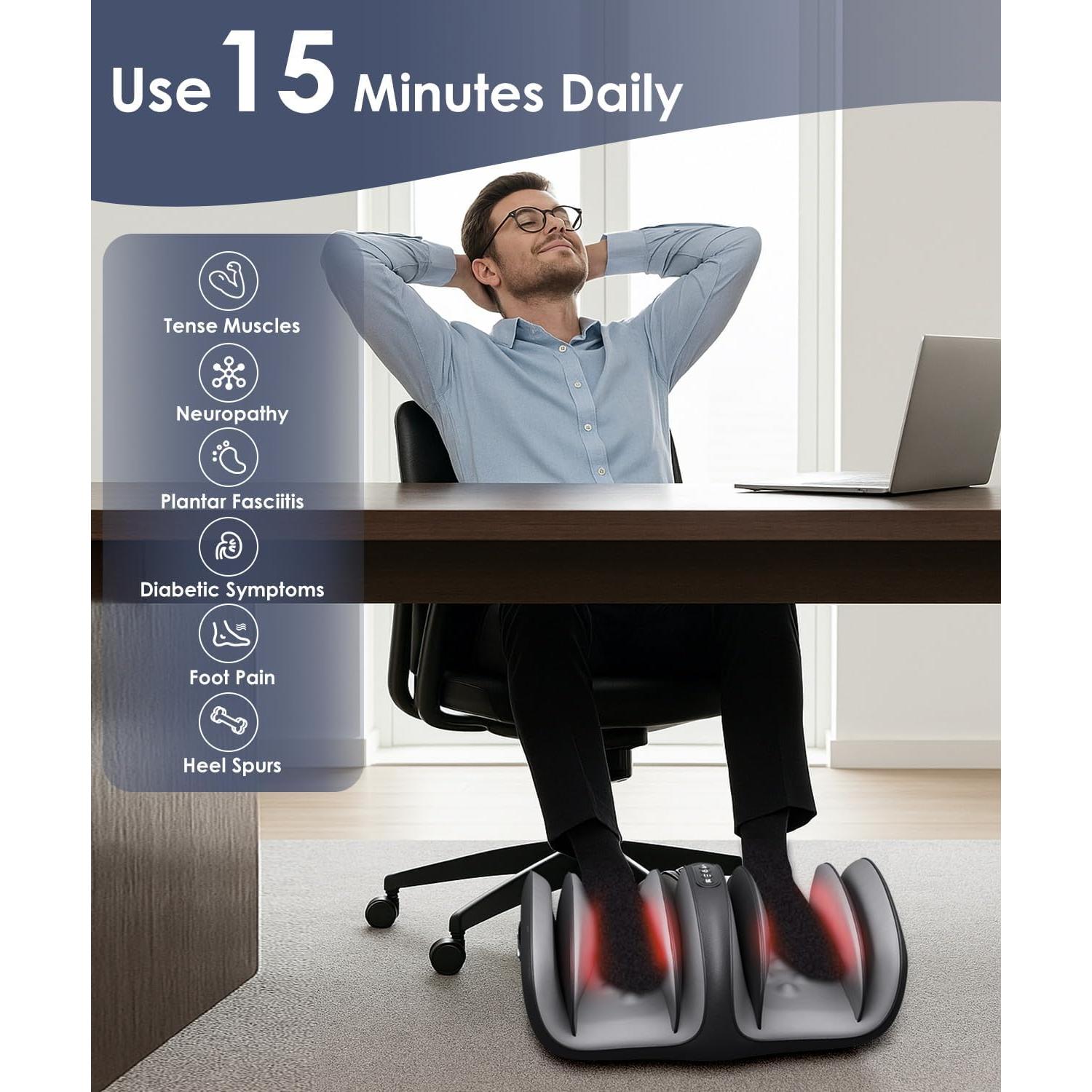 Masajeador de pies y pantorrillas OOAMBB con calor y control remoto