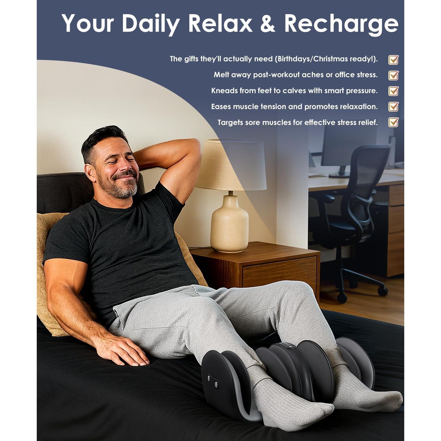 Masajeador de pies y pantorrillas OOAMBB con calor y control remoto