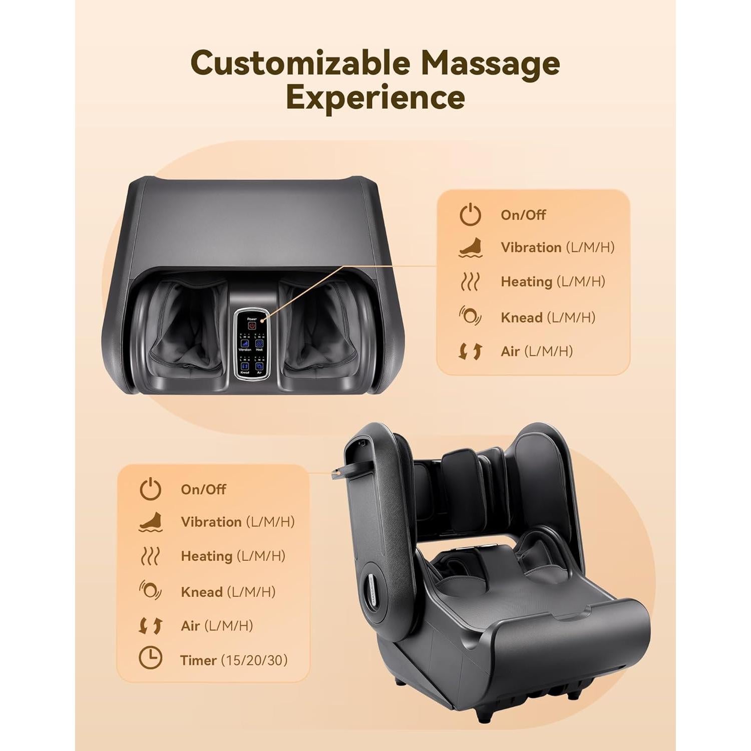 Masajeador de pies y pantorrillas EaseZen EZ-F01 con calor