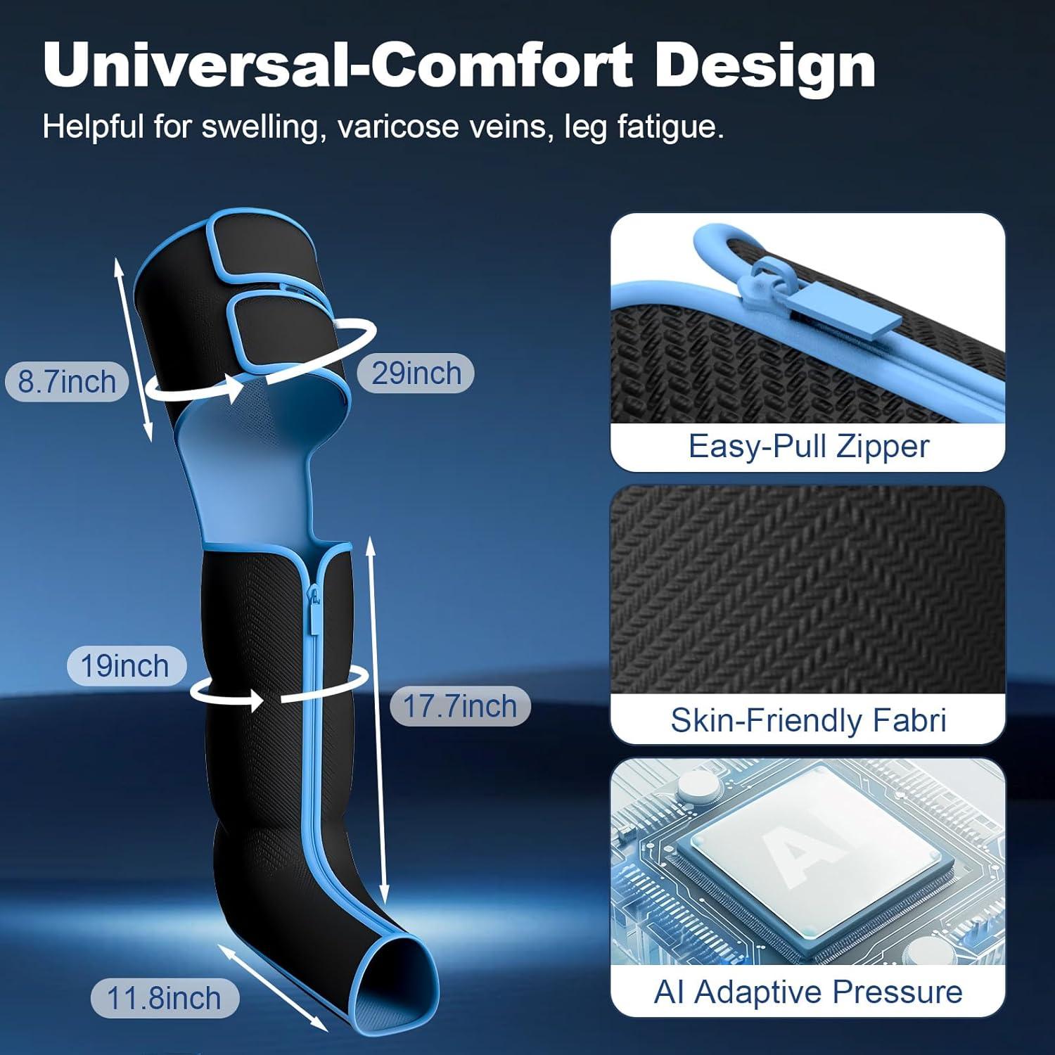 Masajeador de Piernas Aserbene con Calor y Compresión 71 cm