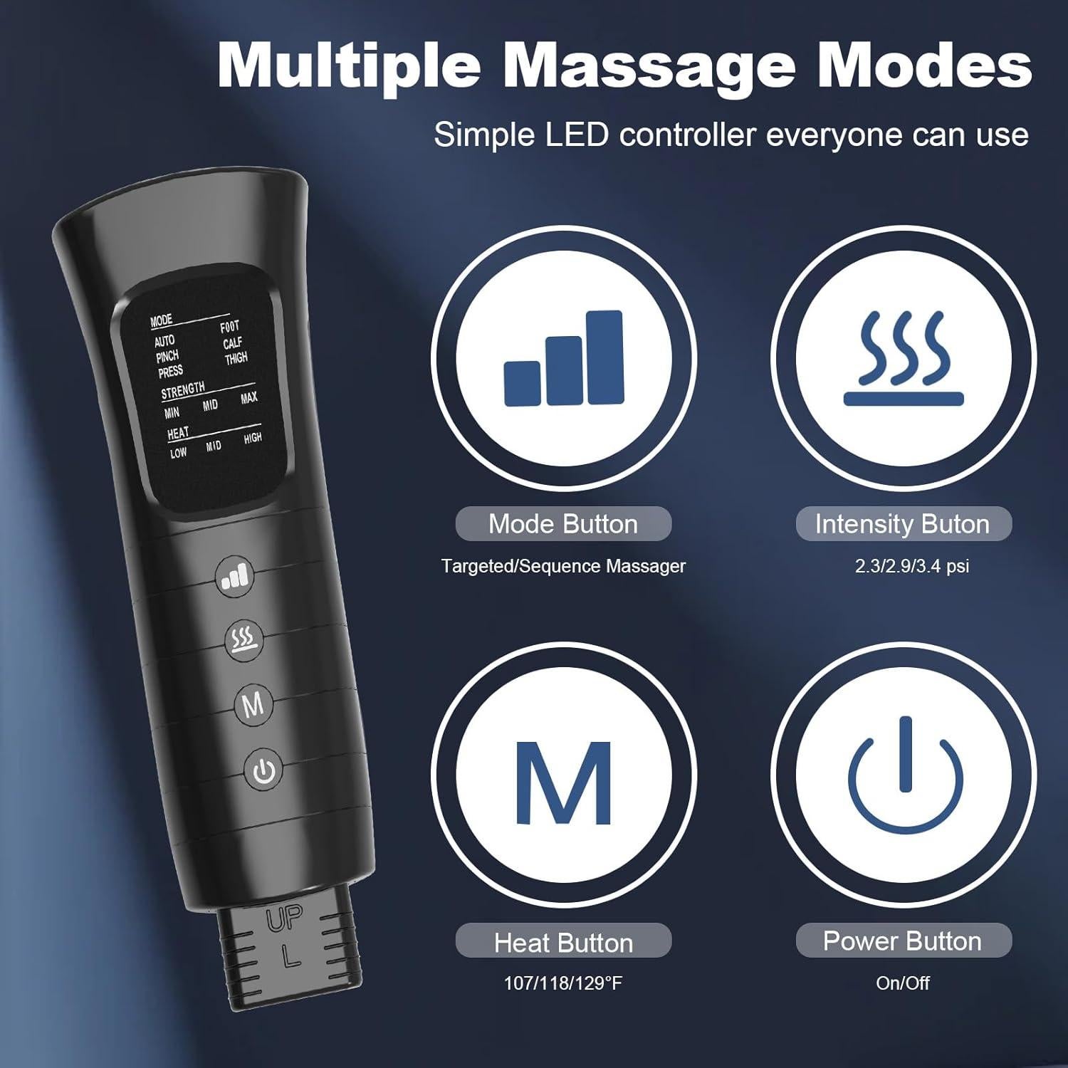 Masajeador de Piernas Aserbene con Calor y Compresión 71 cm