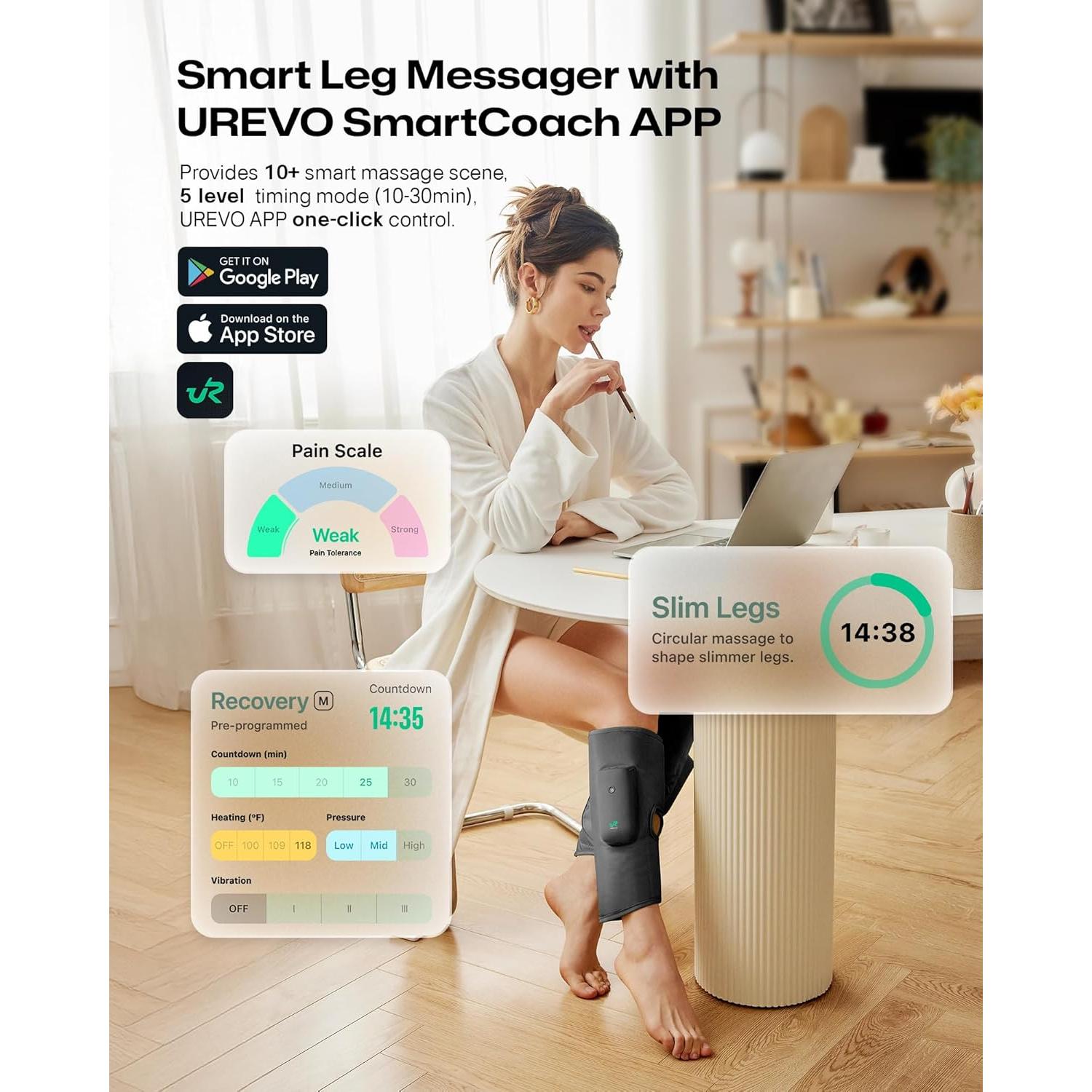 Masajeador de Pantorrillas UREVO Smart Inalámbrico AI 3 Modos