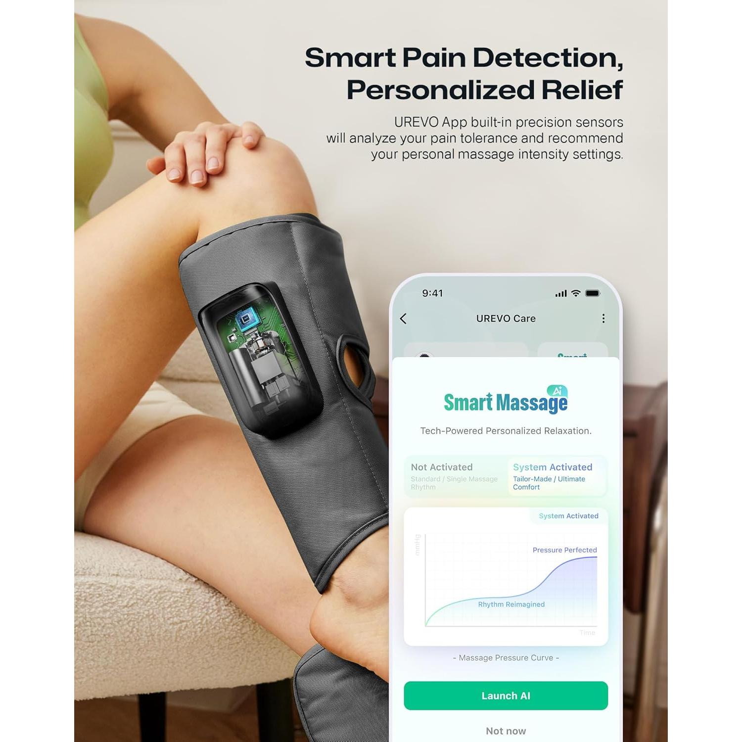 Masajeador de Pantorrillas UREVO Smart Inalámbrico AI 3 Modos