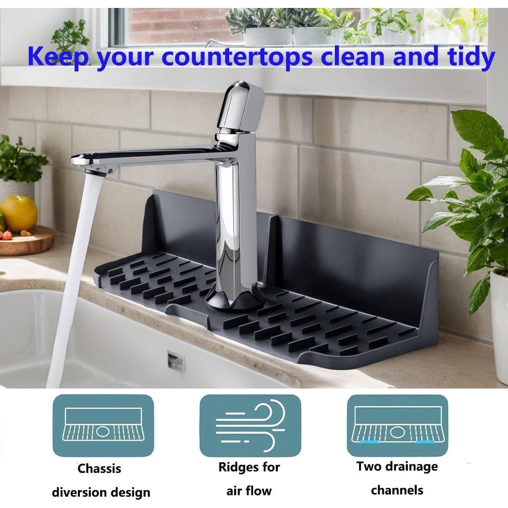 Protector de Salpicaduras de Silicona Gris para Fregadero 43.2 cm