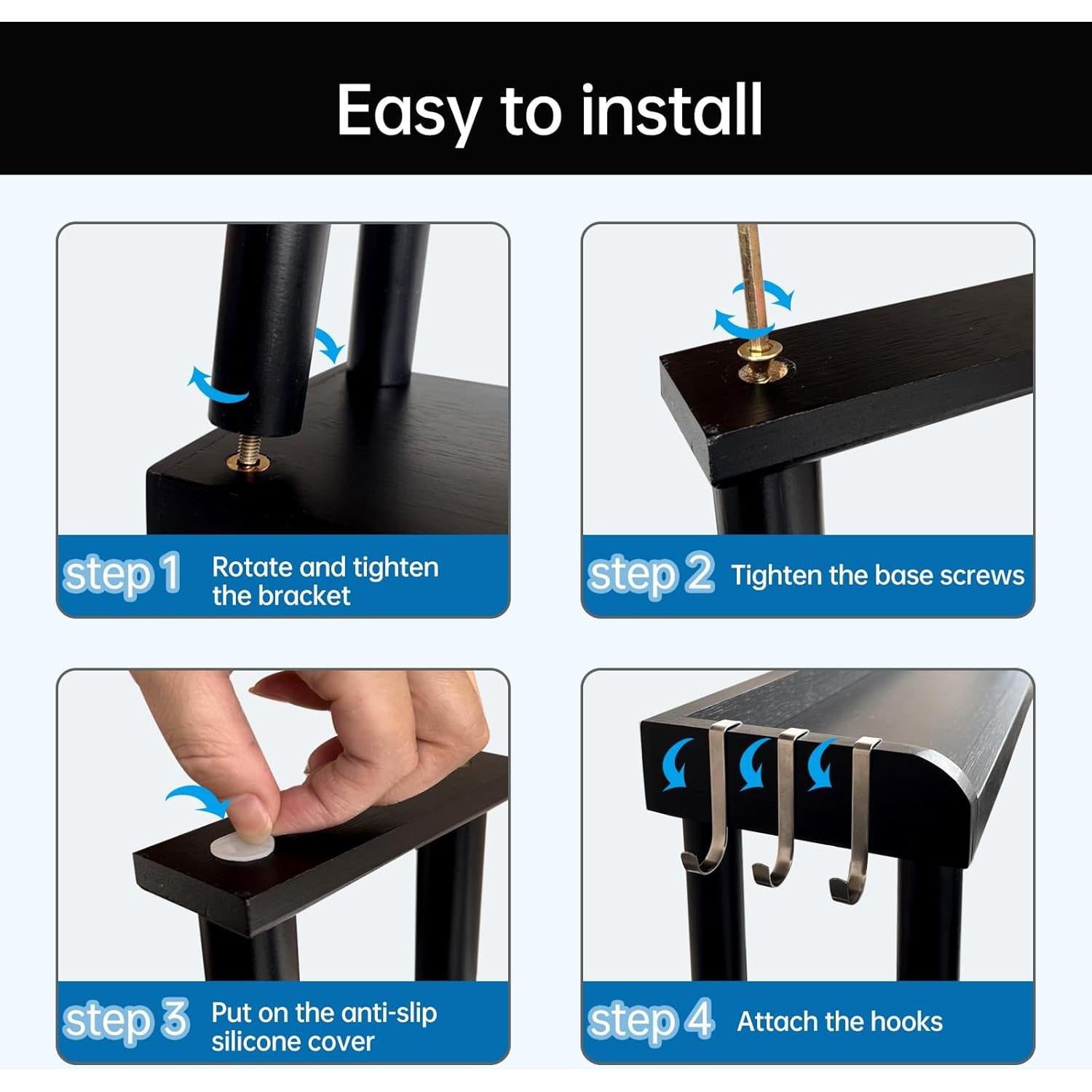 Estante sobre la estufa MAVOTER de bambú negro 87.8x13x34 cm