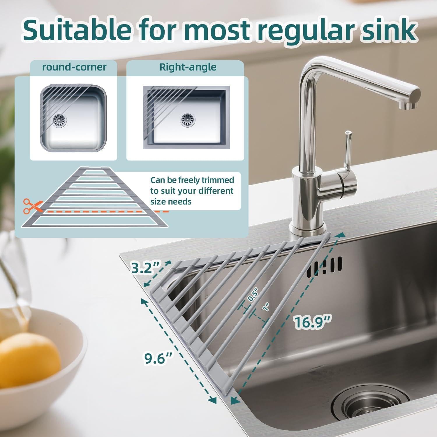 Soporte Triangular para Secar Platos Ohuhu Gris 42.9x24.9 cm