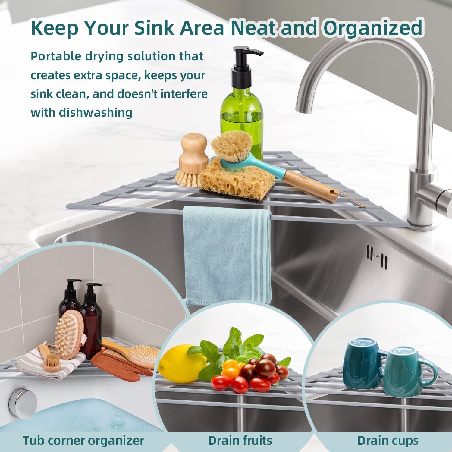 Soporte Triangular para Secar Platos Ohuhu Gris 42.9x24.9 cm