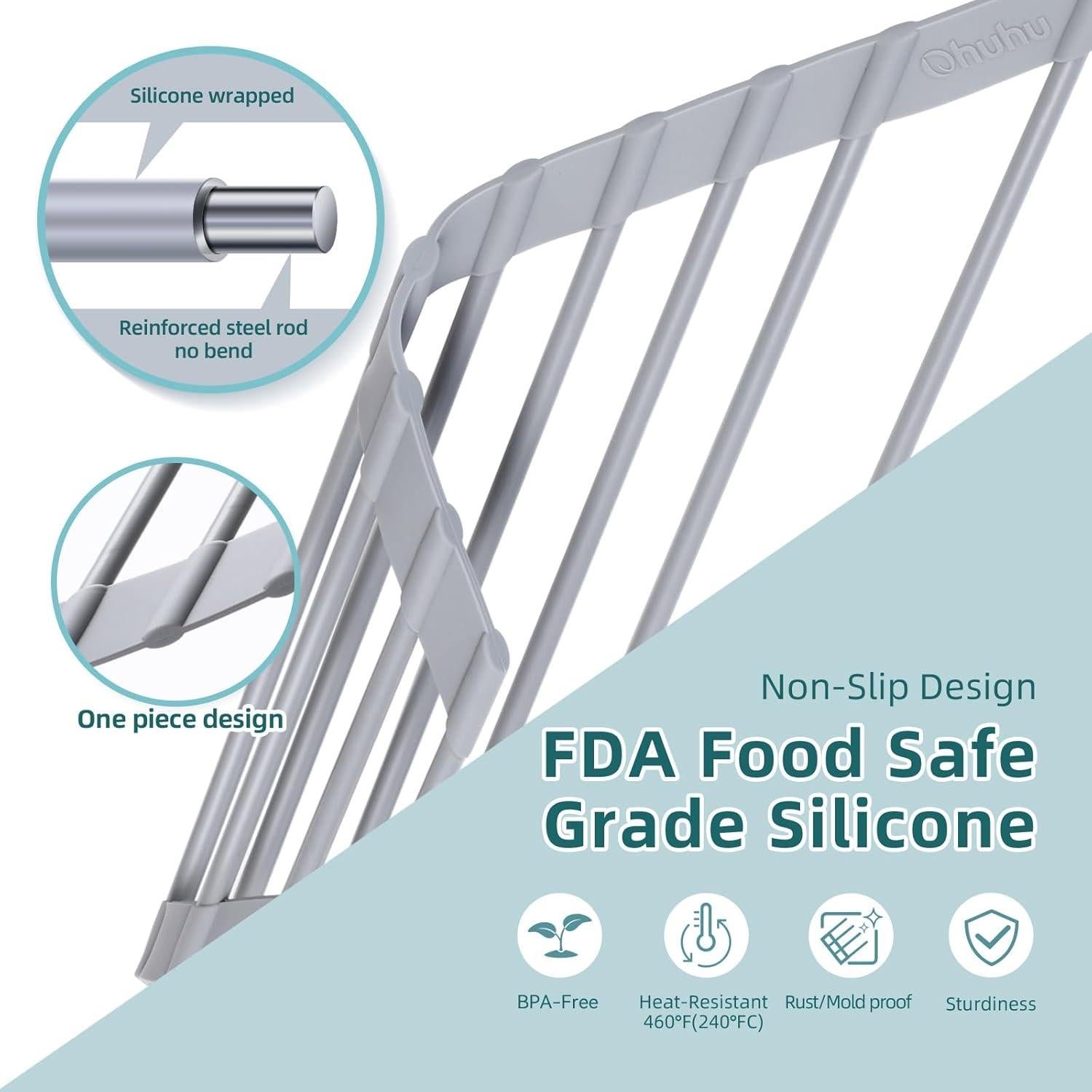 Soporte Triangular para Secar Platos Ohuhu Gris 42.9x24.9 cm