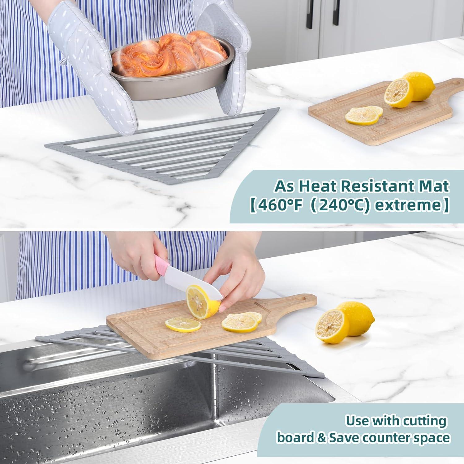 Soporte Triangular para Secar Platos Ohuhu Gris 42.9x24.9 cm