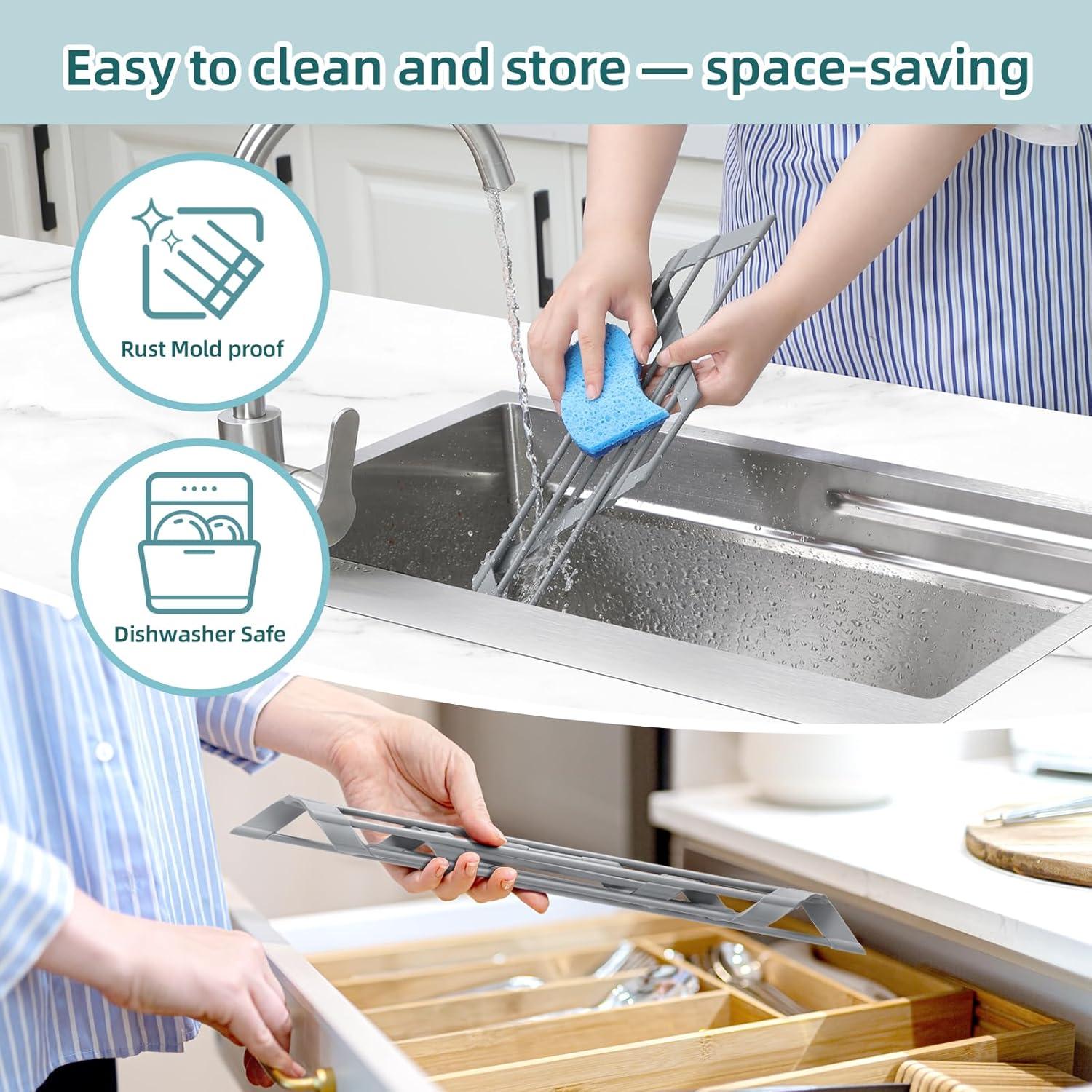 Soporte Triangular para Secar Platos Ohuhu Gris 42.9x24.9 cm