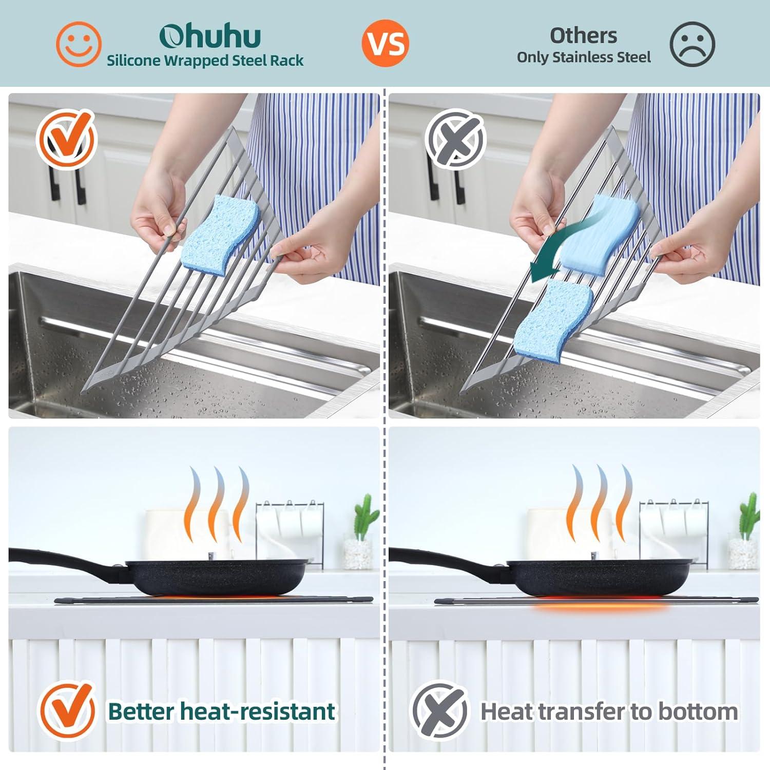 Soporte Triangular para Secar Platos Ohuhu Gris 42.9x24.9 cm