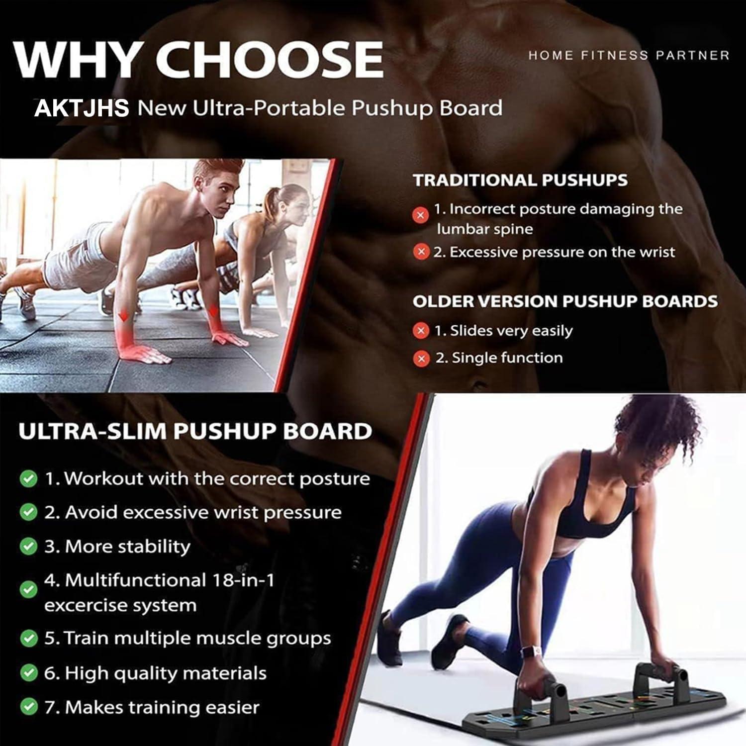 Tabla de Flexiones Plegable AKTJHS T02 con Almohadillas Antideslizantes