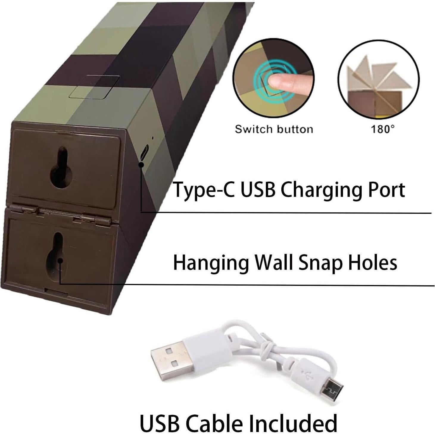 Luz Nocturna LED de Pared Genyerl, Recargable USB, 27.94 cm