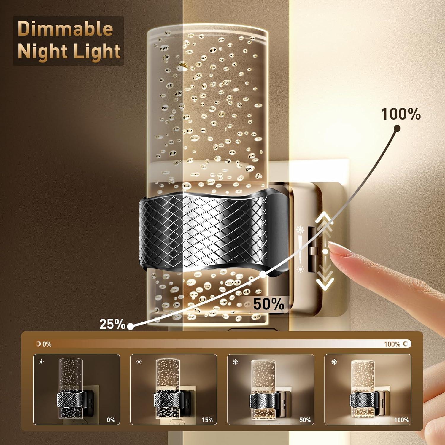 Luz Nocturna LED Regulable con Sensor Automático - 2 Piezas