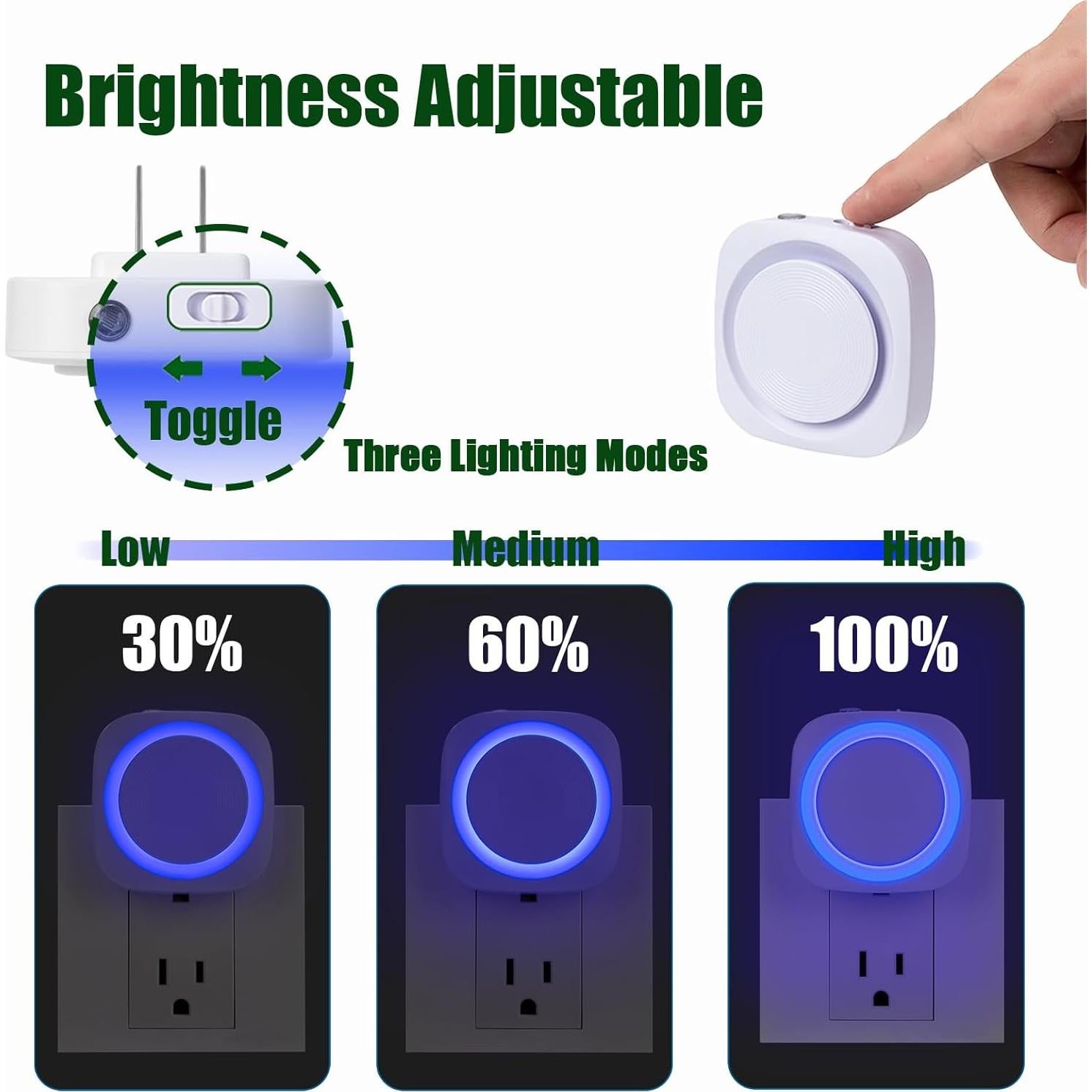Luces Nocturnas Enchufables Fusunloh Azul 4 Pzs Regulables