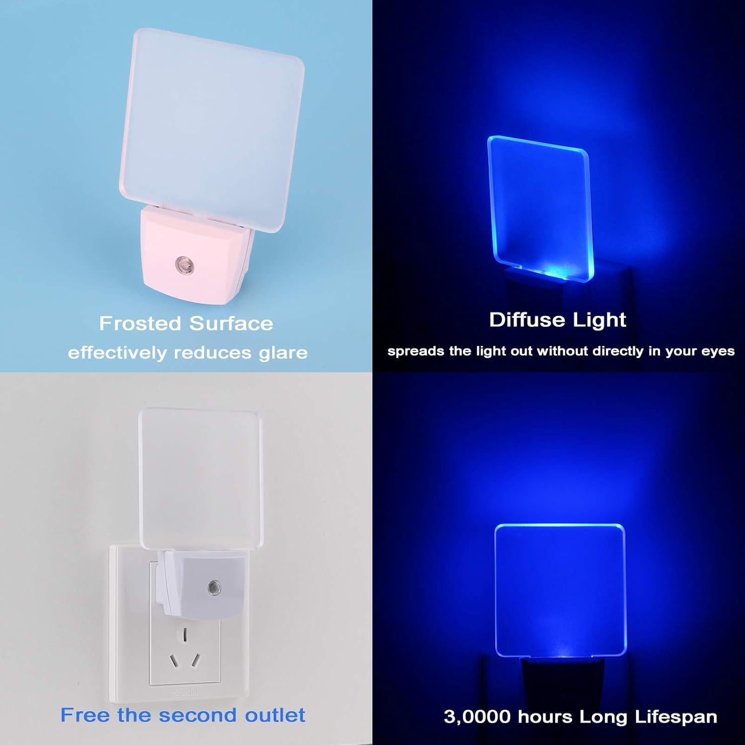 Luz Nocturna LED Azul U4GLORY - Paquete de 4 Automática 0.5W