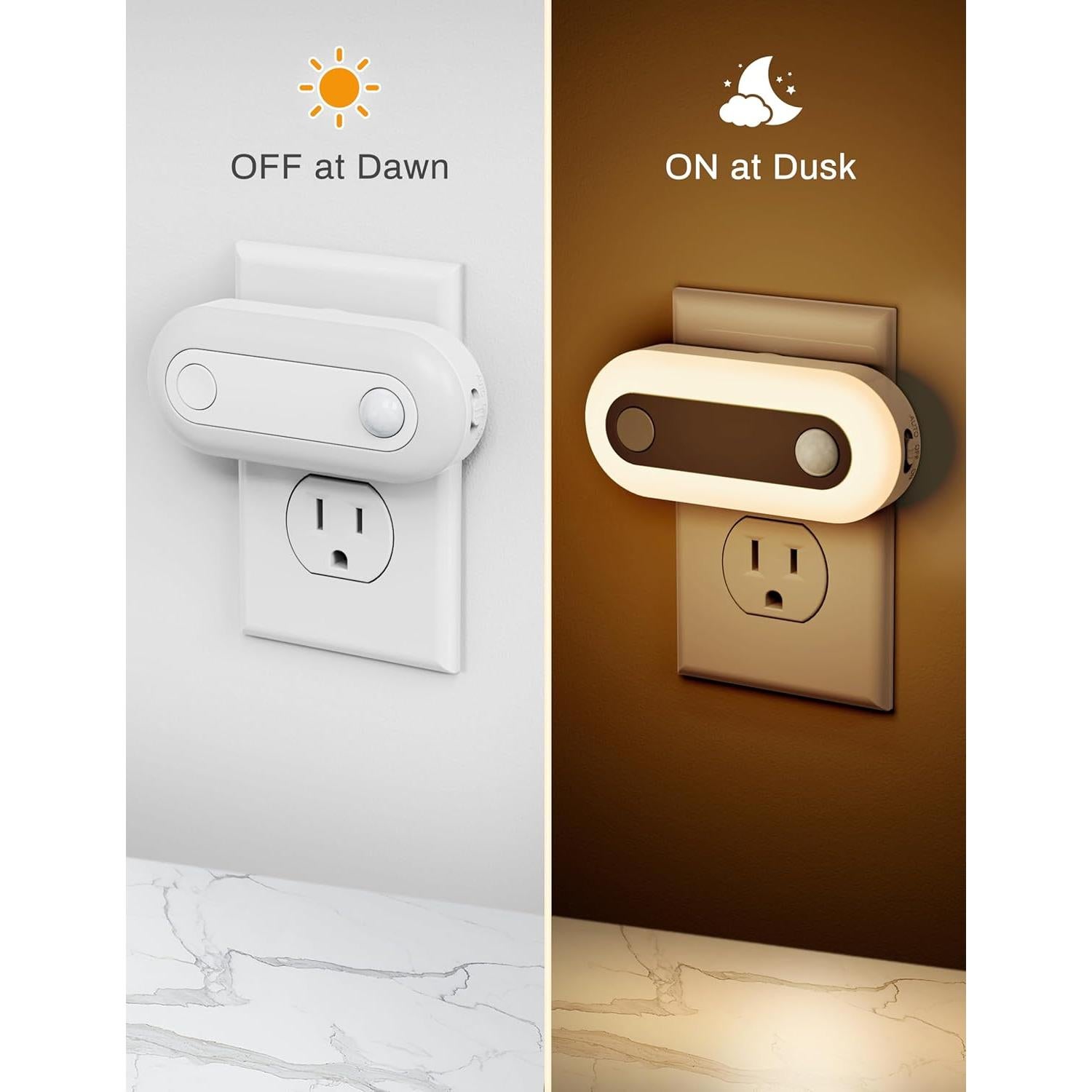 Luz Nocturna Enchufable Fulighture con Sensor de Movimiento 2 Pcs