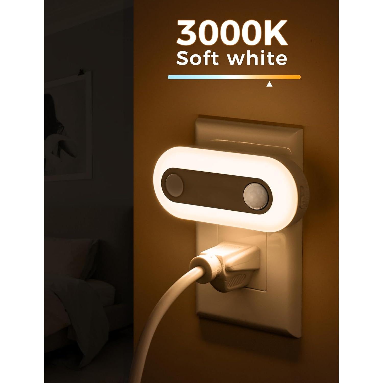 Luz Nocturna Enchufable Fulighture con Sensor de Movimiento 2 Pcs