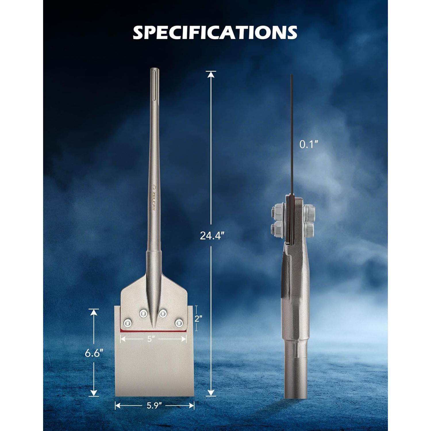 Raspador de Suelo SDS Max ZELCAN 15.24 cm Mango Largo