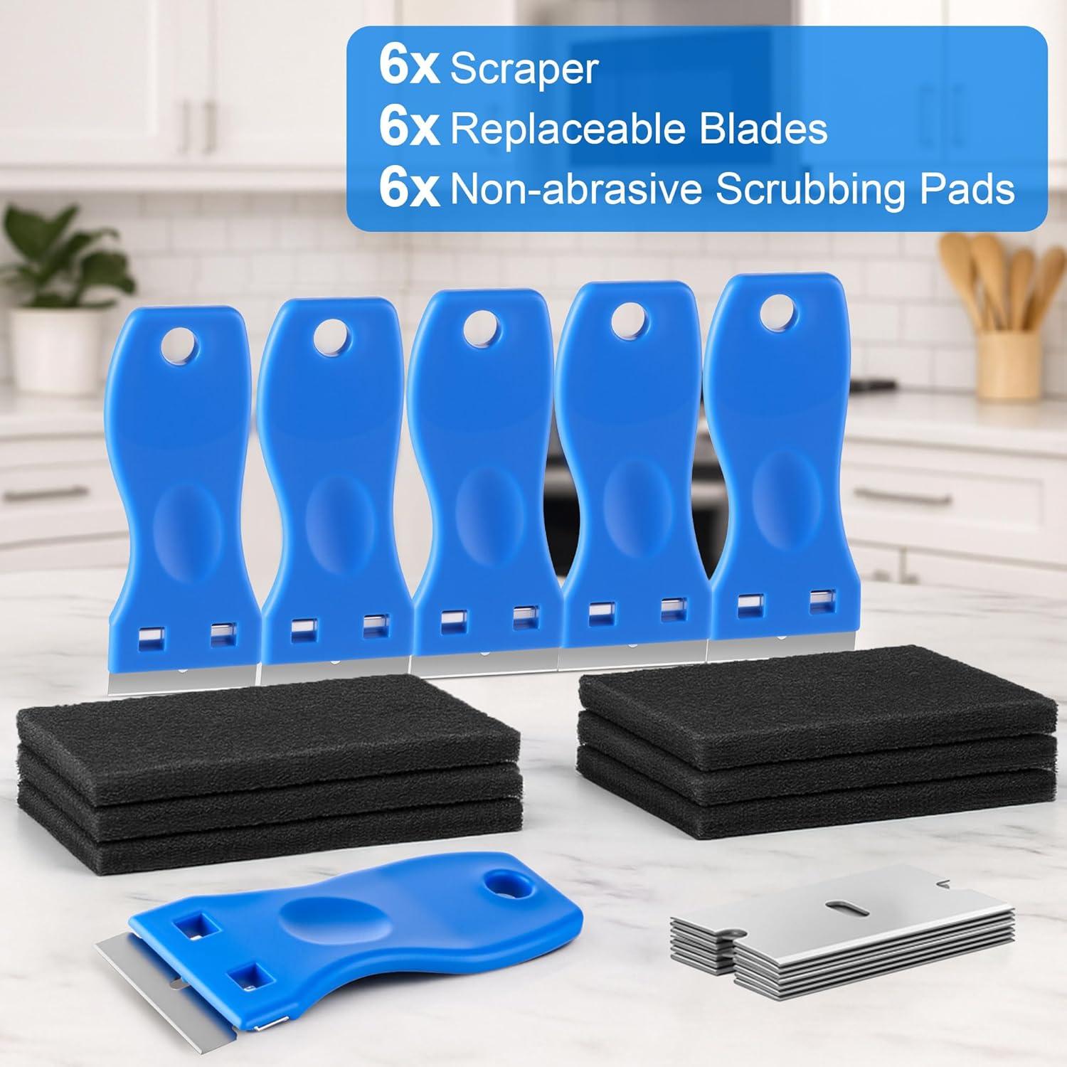 Kit de limpieza para estufas de vidrio Enhon con raspador y almohadillas