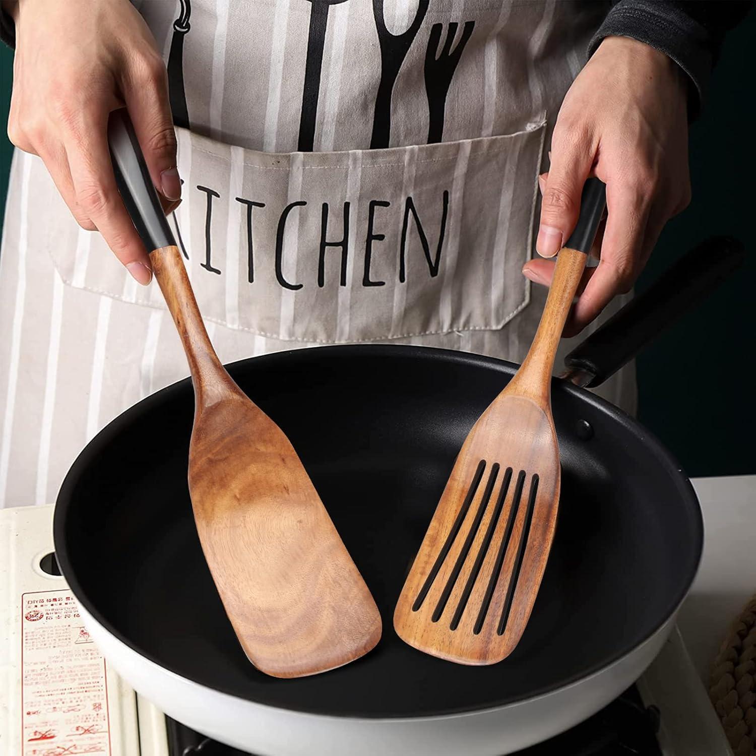 Juego de 2 espátulas de madera Ayiaren 33cm antiadherente
