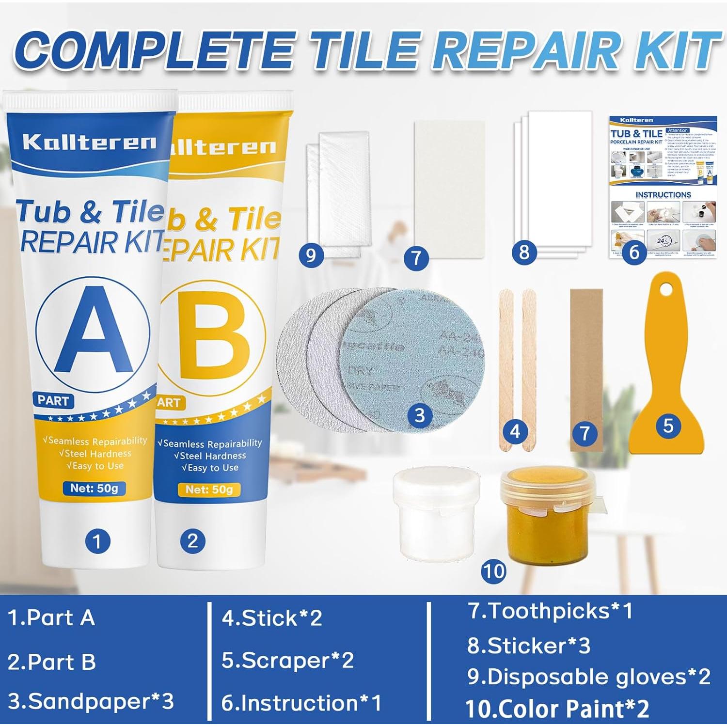 Kit de Reparación de Porcelana Kallteren 159g - Resina Blanca