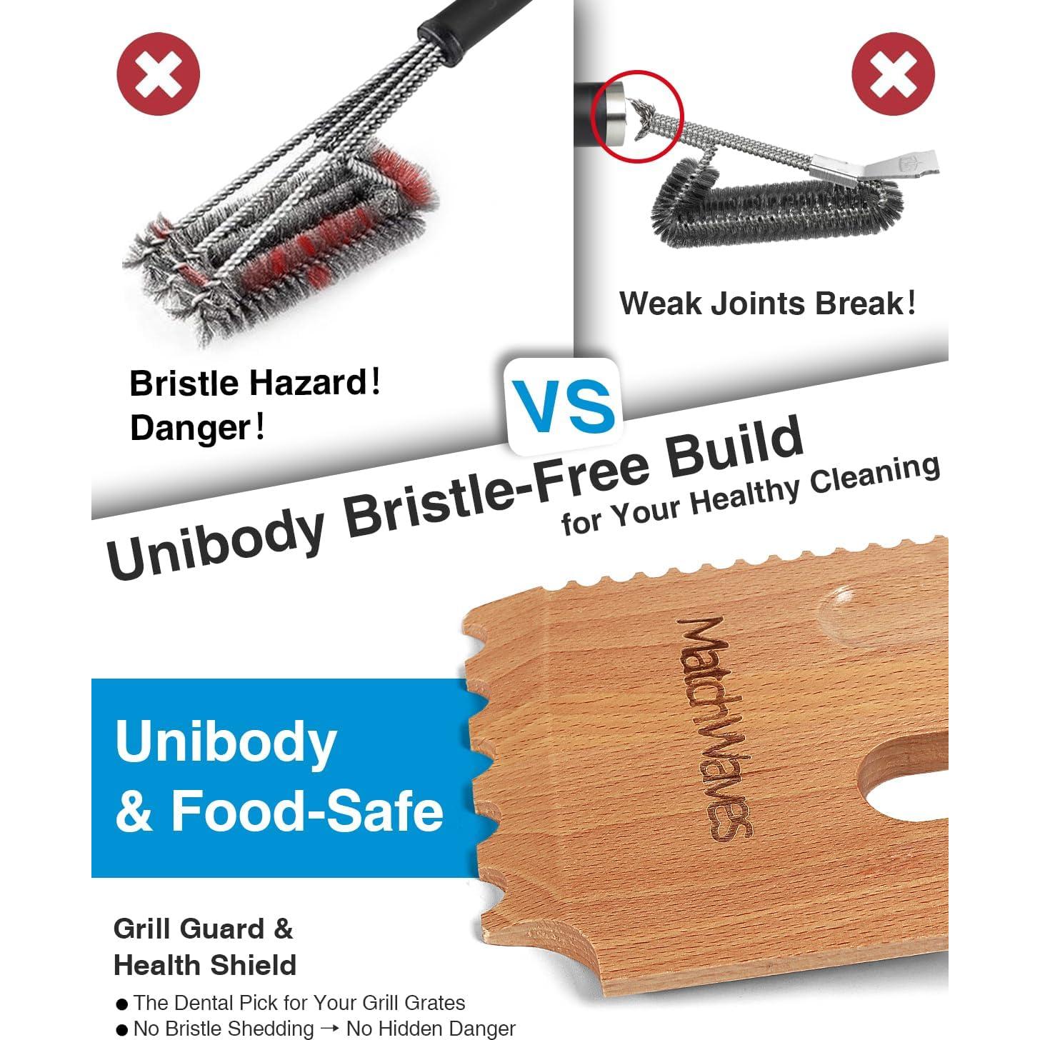 Raspador de Parrilla de Madera Matchwaves - Limpieza Segura y Eficaz