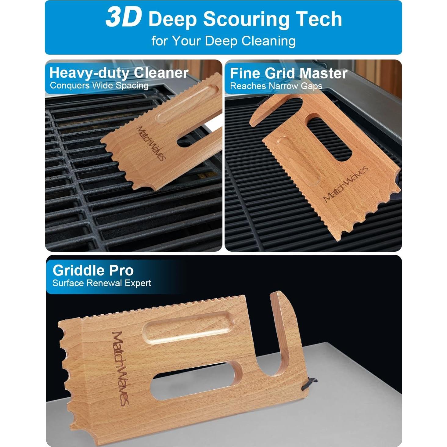 Raspador de Parrilla de Madera Matchwaves - Limpieza Segura y Eficaz