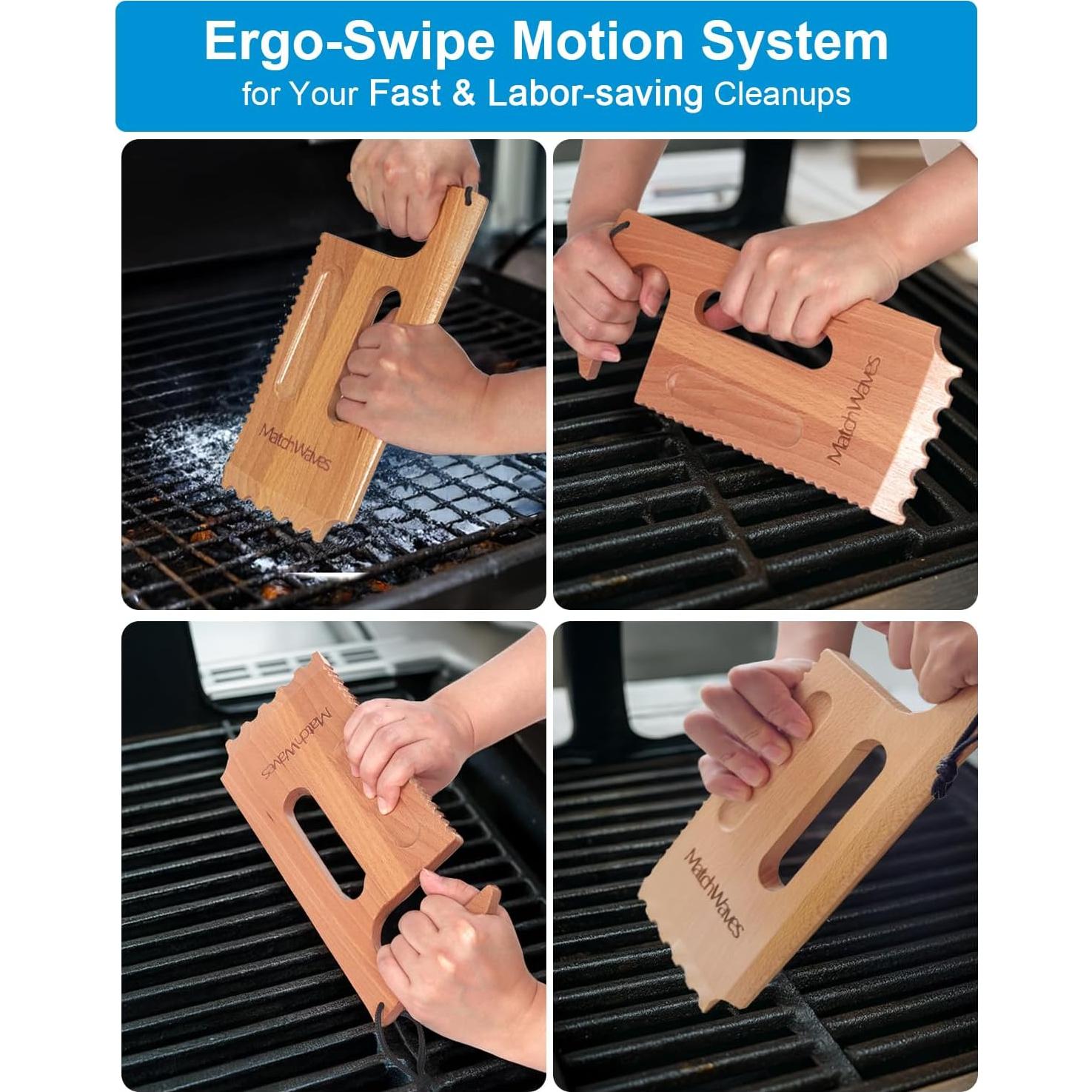 Raspador de Parrilla de Madera Matchwaves - Limpieza Segura y Eficaz