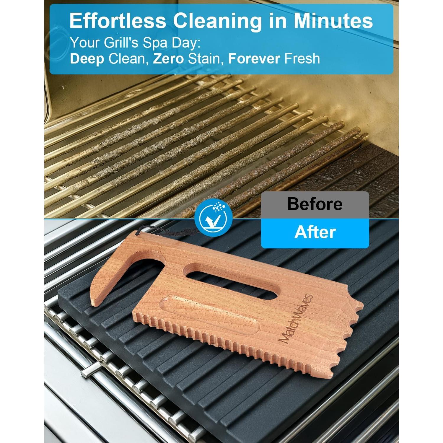 Raspador de Parrilla de Madera Matchwaves - Limpieza Segura y Eficaz