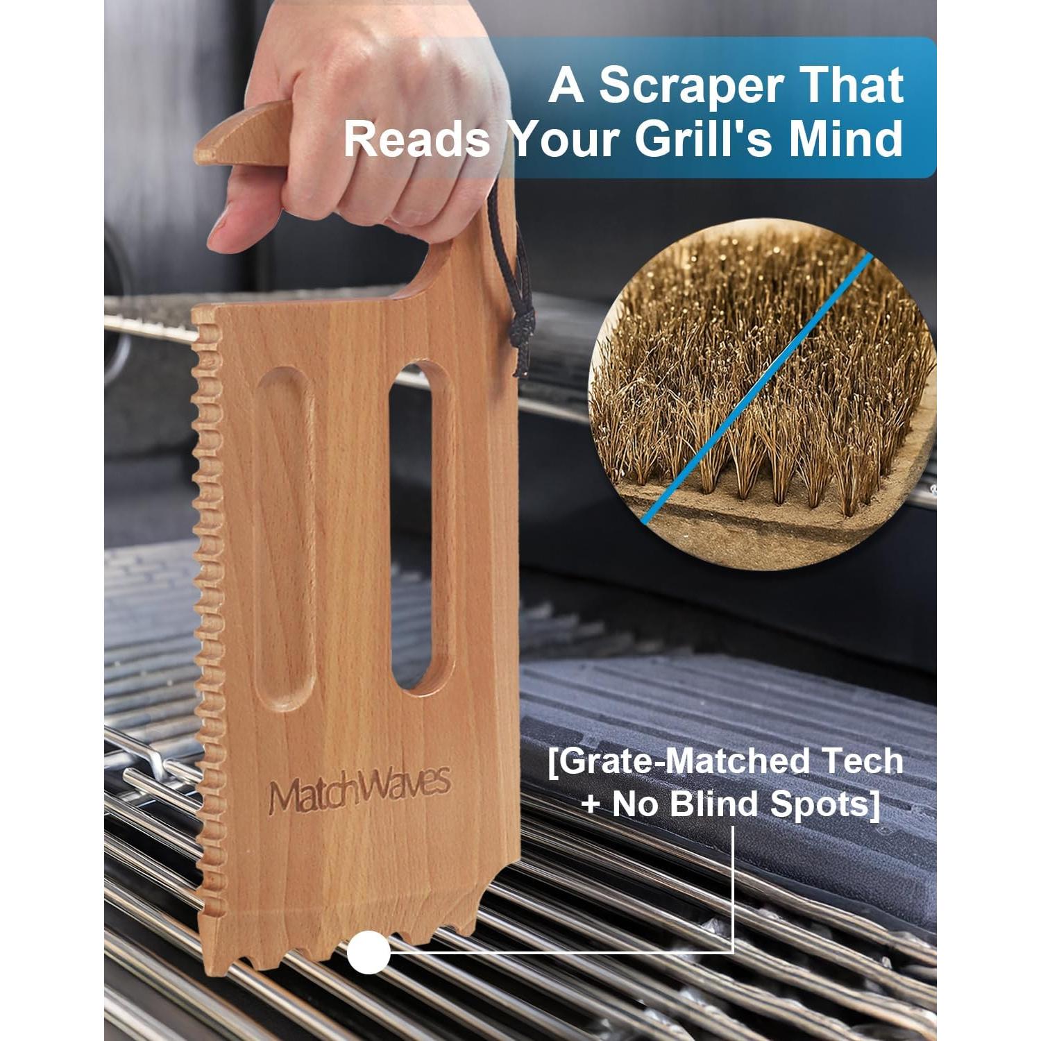 Raspador de Parrilla de Madera Matchwaves - Limpieza Segura y Eficaz