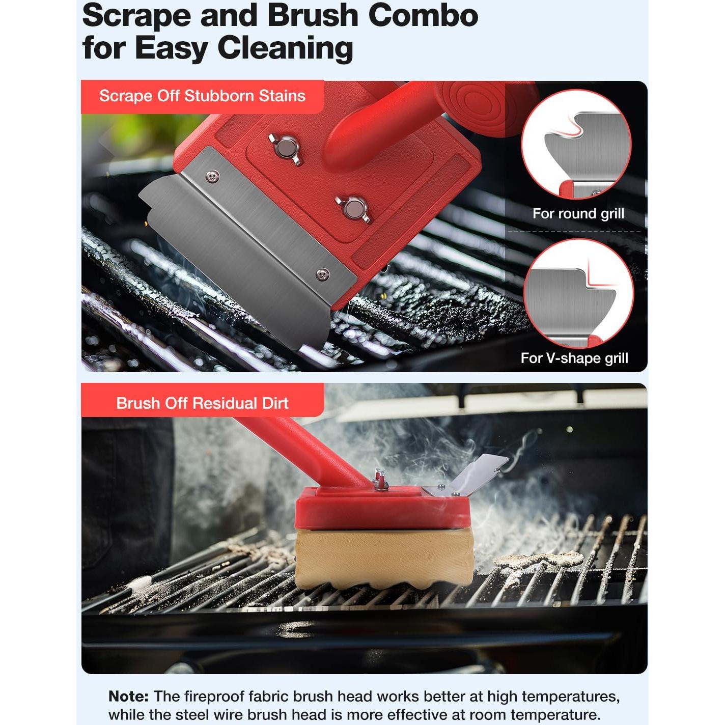 Cepillo de Parrilla Juecity Sin Cerda con 2 Cabezas Reemplazables