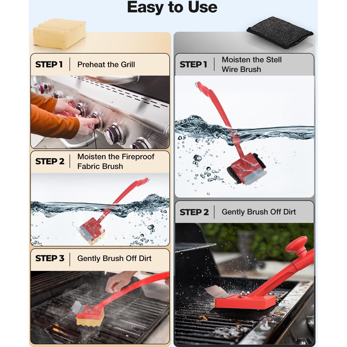 Cepillo de Parrilla Juecity Sin Cerda con 2 Cabezas Reemplazables