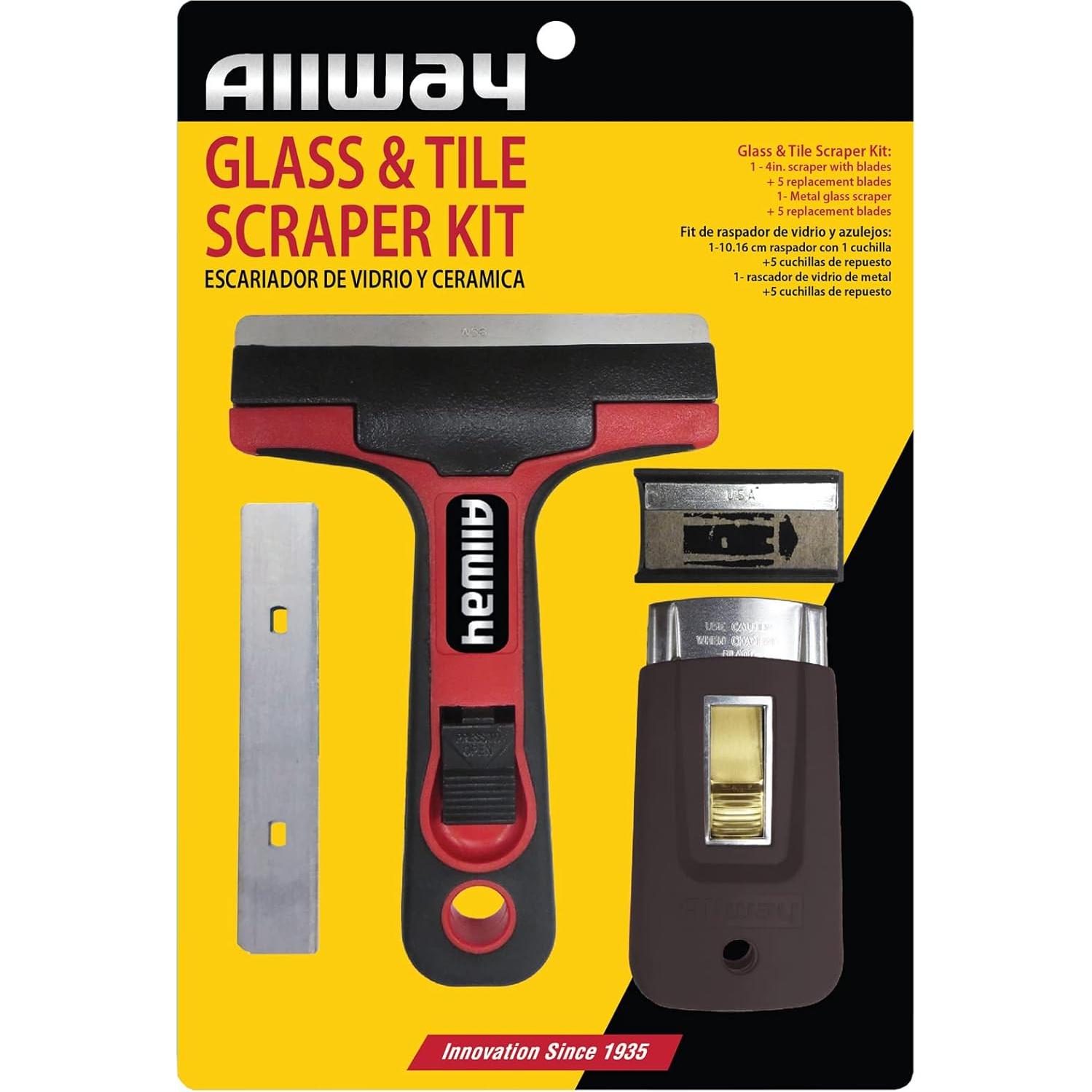 Kit de Raspado de Vidrio y Azulejos Allway GSK3 con Cuchillas
