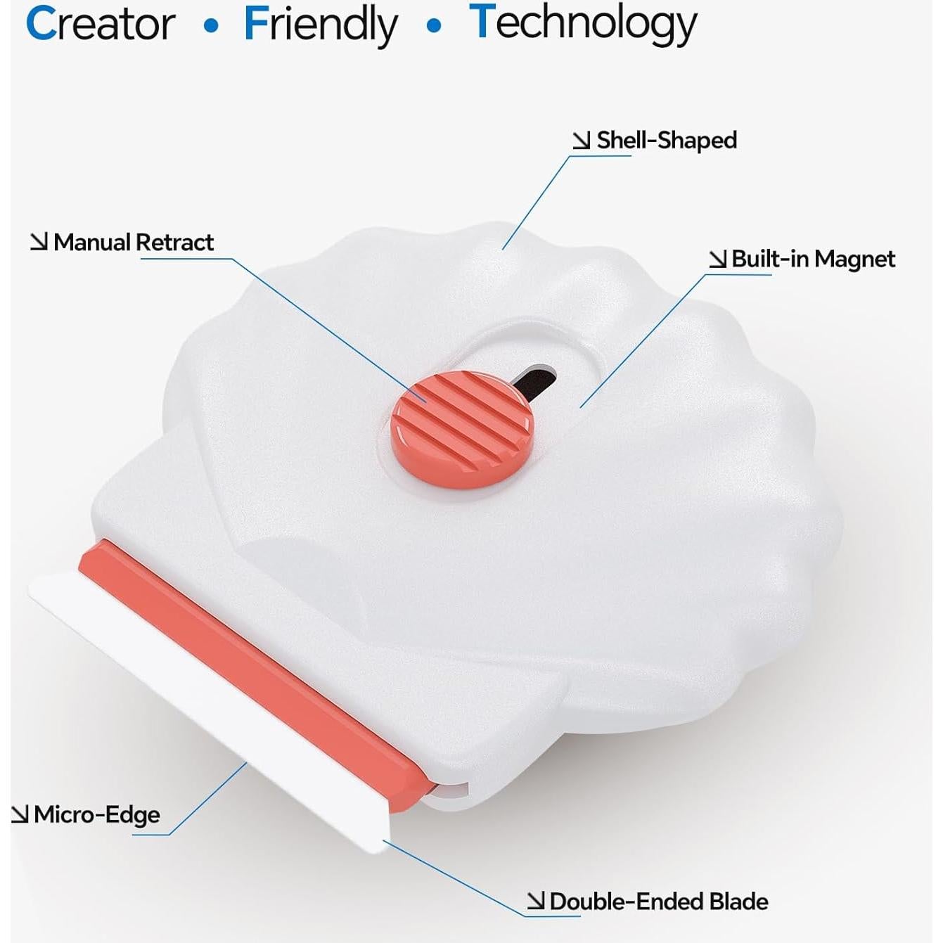 Cortador Manual Retráctil WikiBox con Raspador de Cerámica Blanco