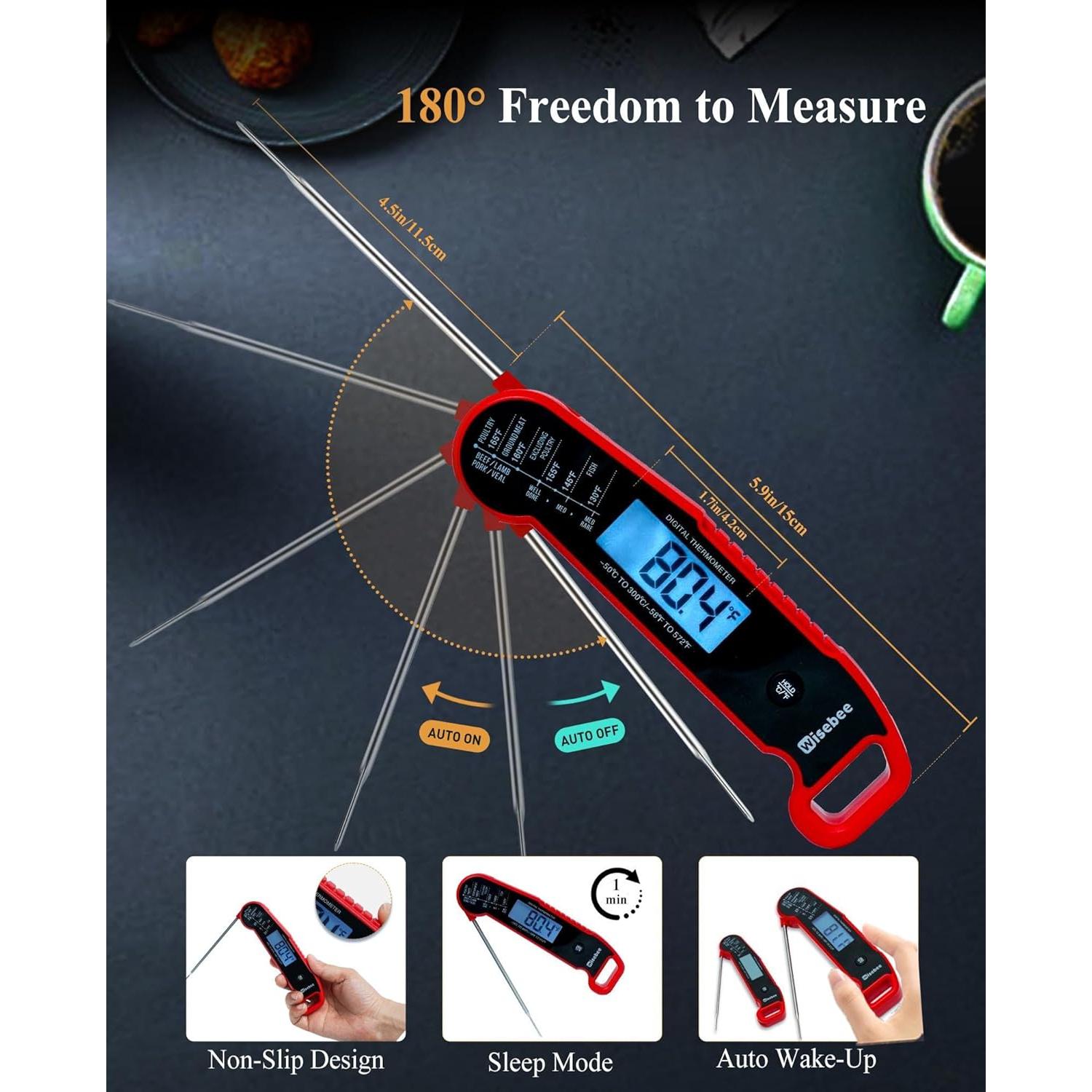 Termómetro Digital Instantáneo Wisebee para Carne Rojo - IP66