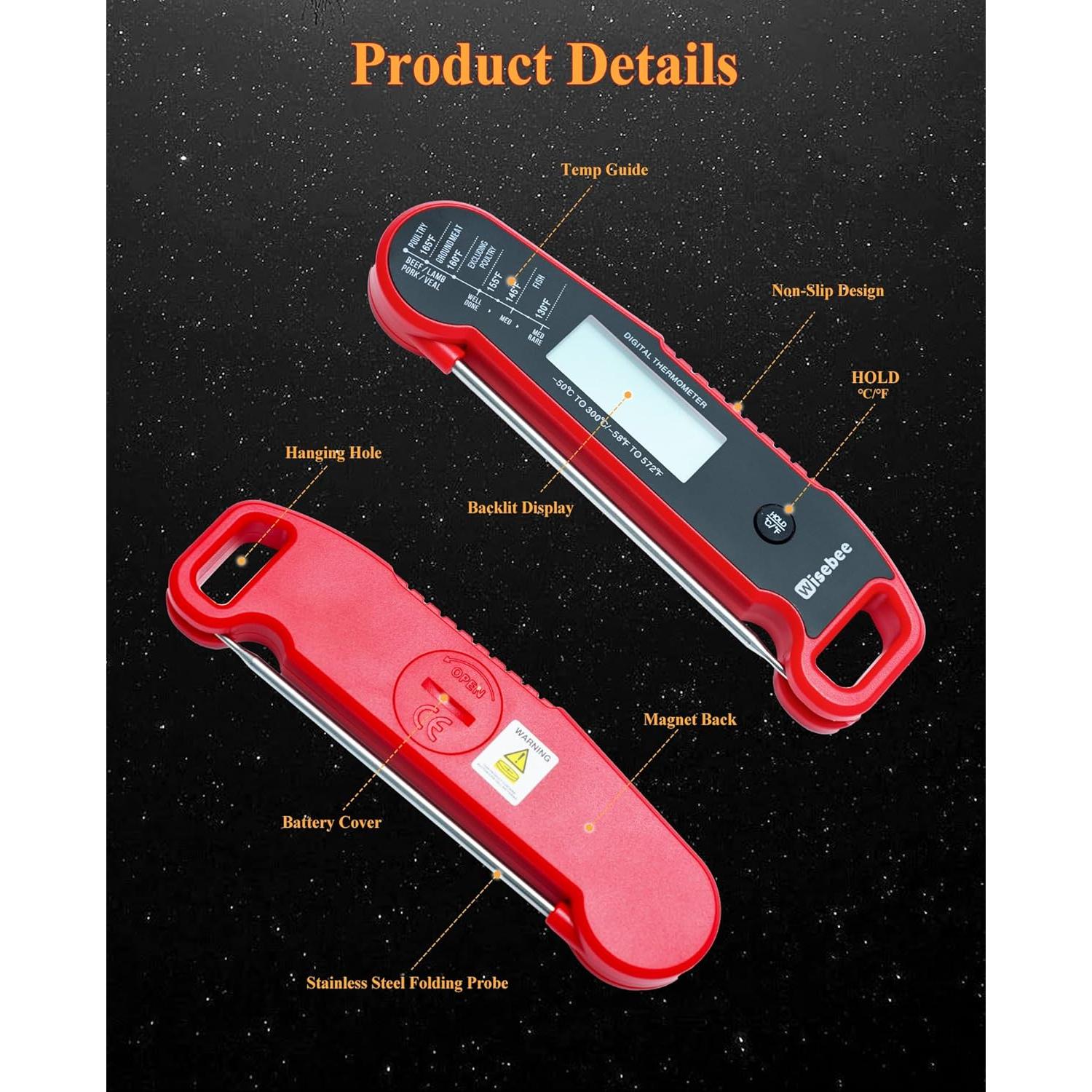 Termómetro Digital Instantáneo Wisebee para Carne Rojo - IP66