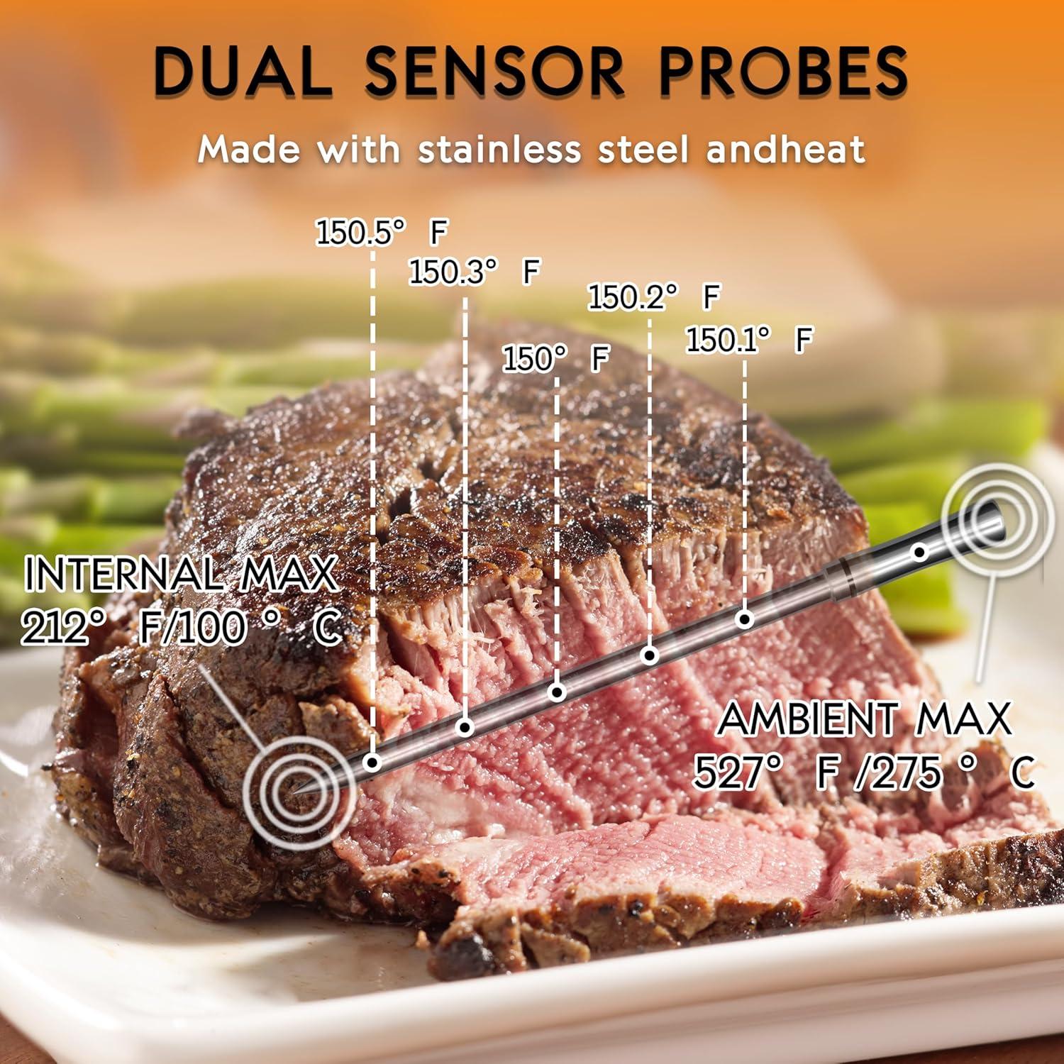 Termómetro de Carne Digital Inalámbrico Meuulty MS8E-02, 2 Piezas