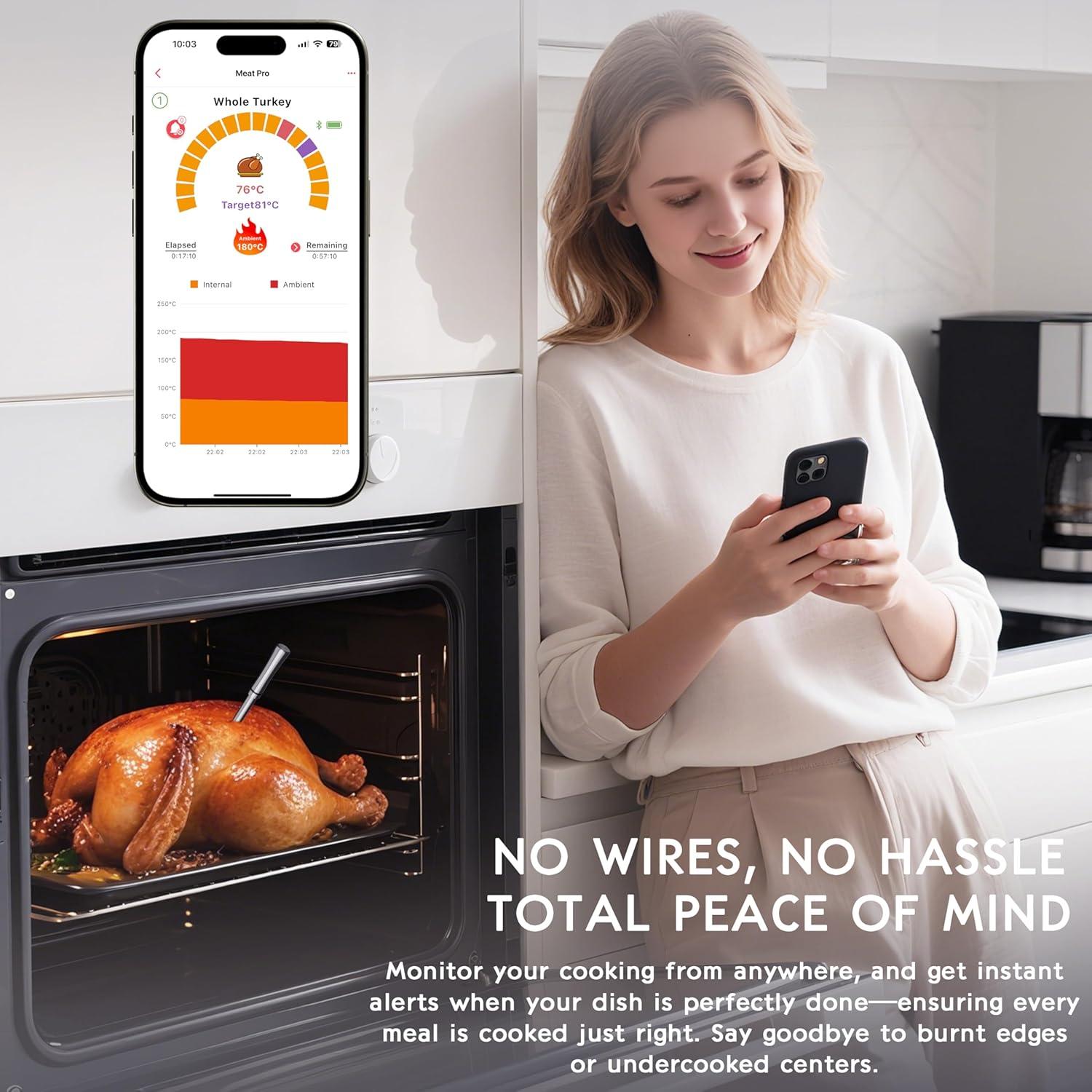 Termómetro de Carne Digital Inalámbrico Meuulty MS8E-02, 2 Piezas