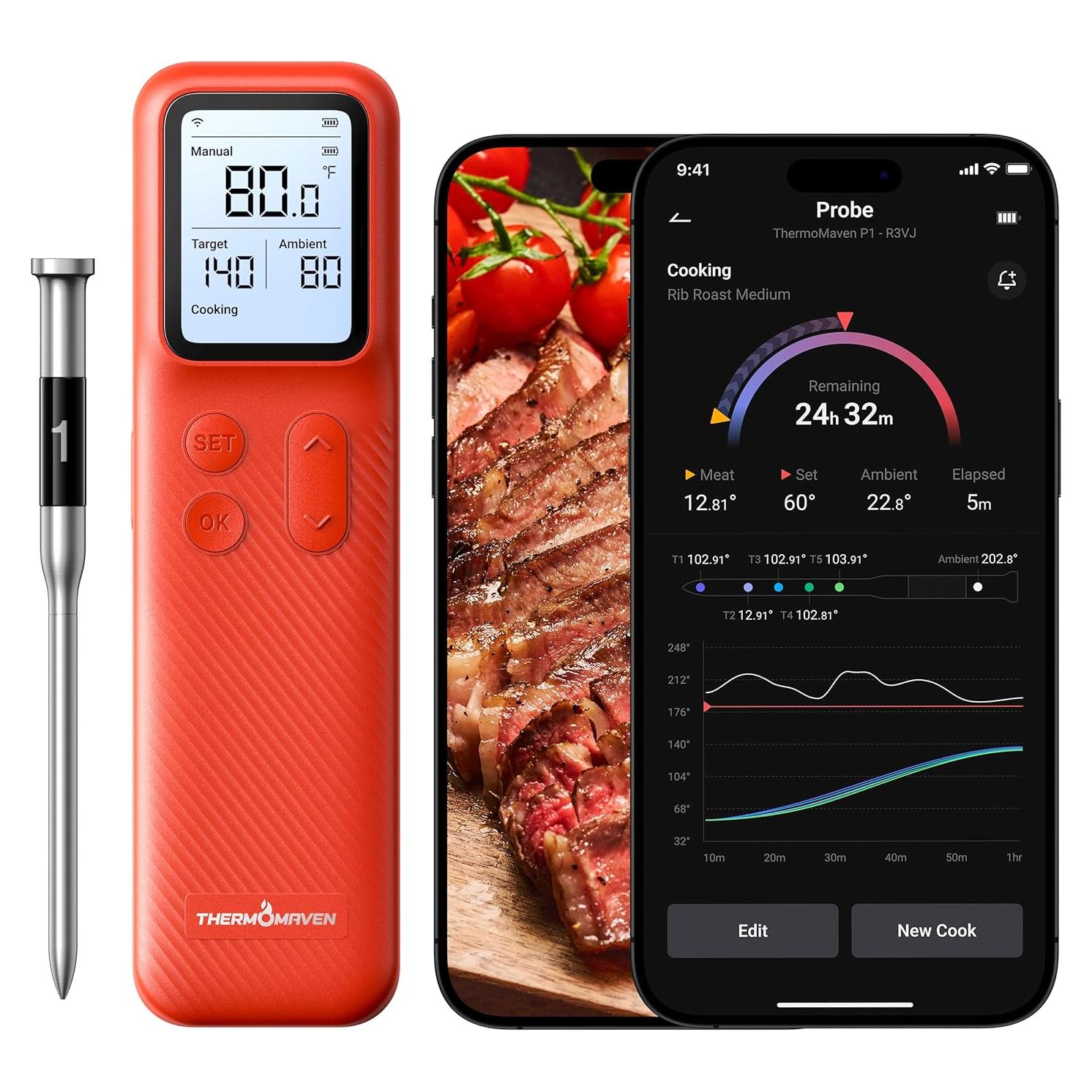 Termómetro de Carne Inalámbrico ThermoMaven WT11 con WiFi y Bluetooth