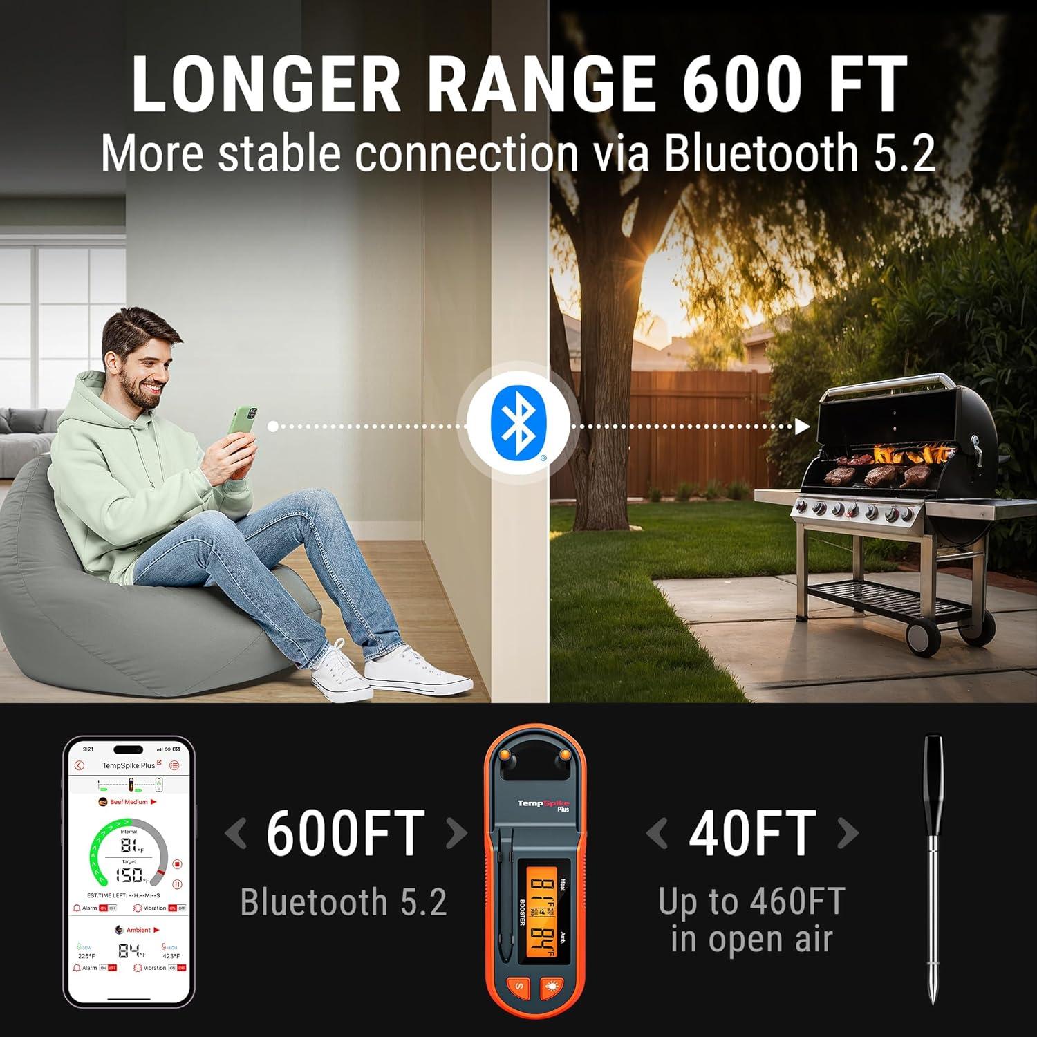 Termómetro de Carne Inalámbrico TempSpike 183 m Bluetooth