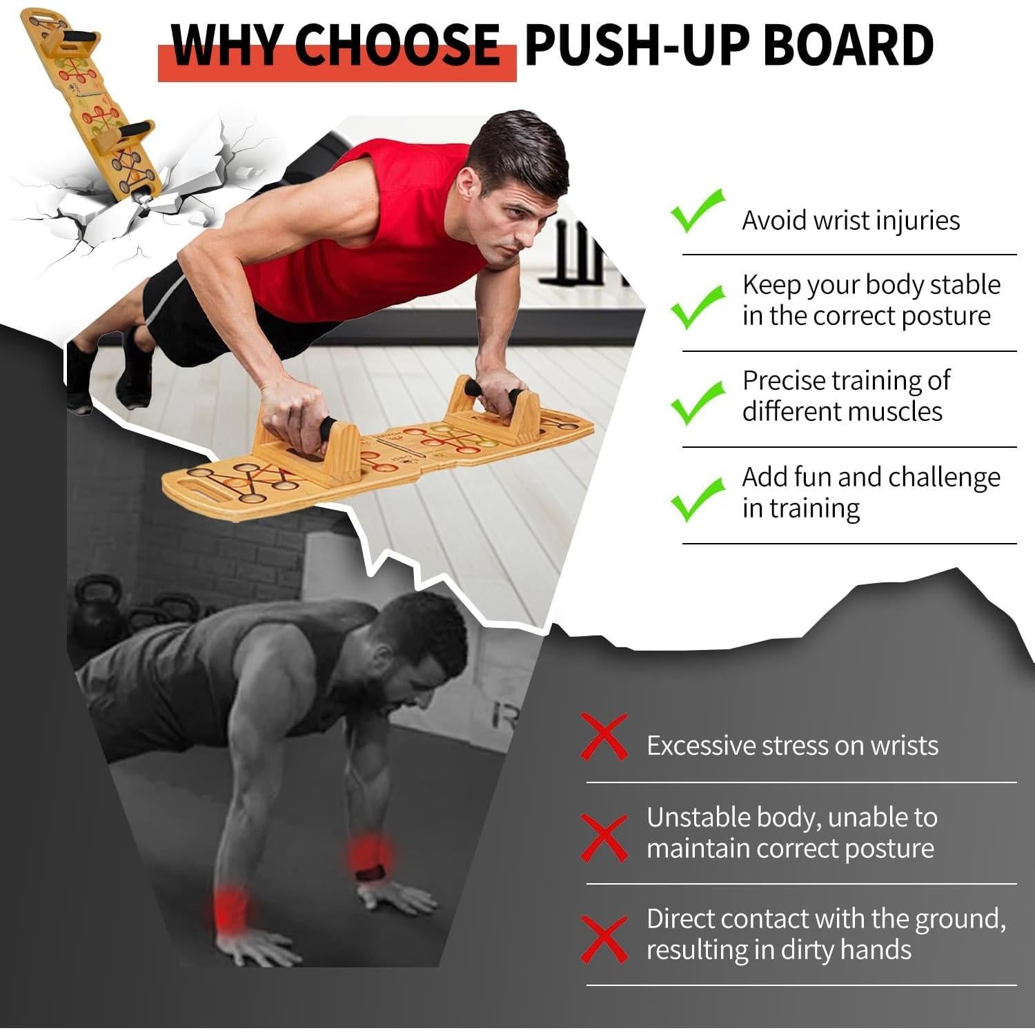 Tablero de Flexiones Portátil Figfey de Madera 14 en 1