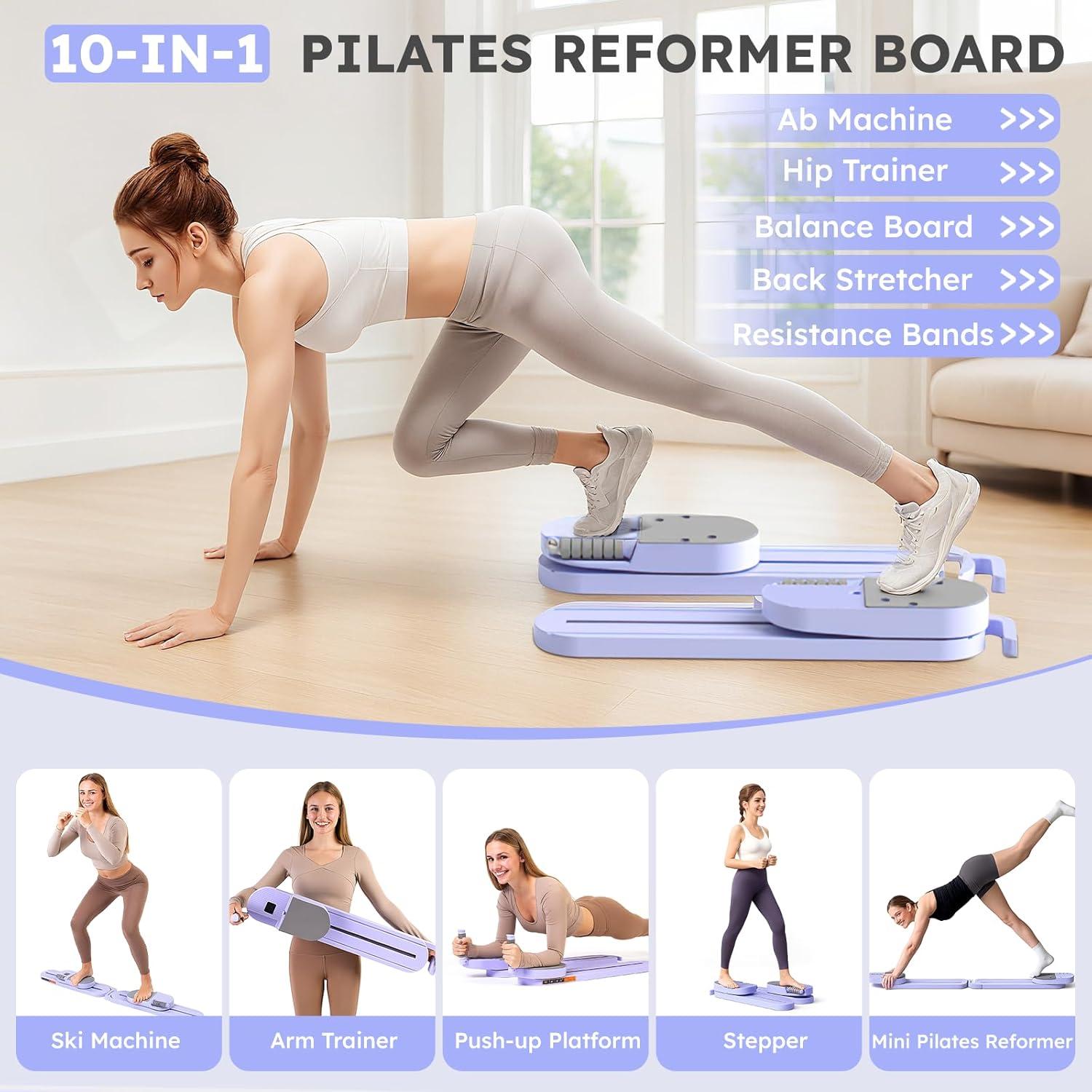 Tablero de Pilates Reformer Sykart 10 en 1 Portátil con LED
