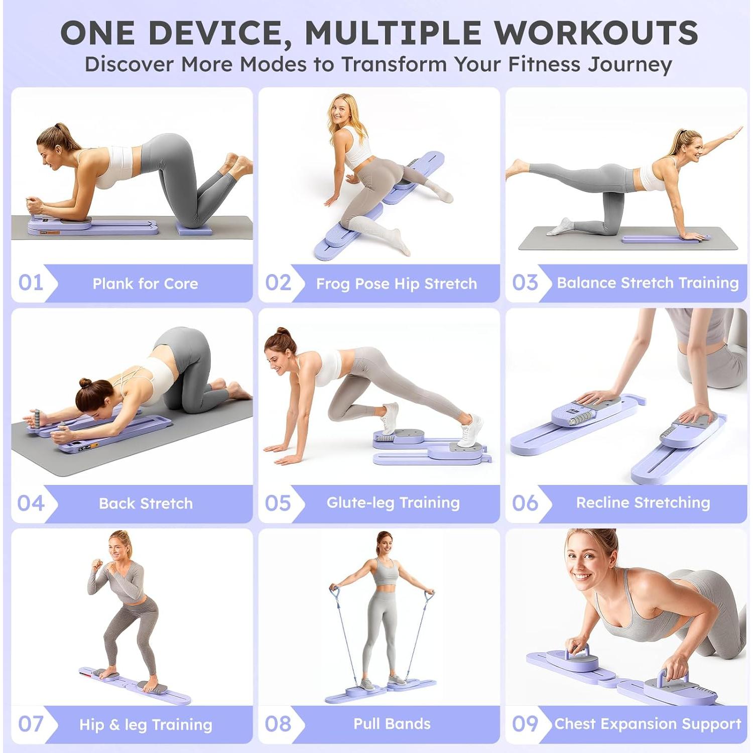 Tablero de Pilates Reformer Sykart 10 en 1 Portátil con LED