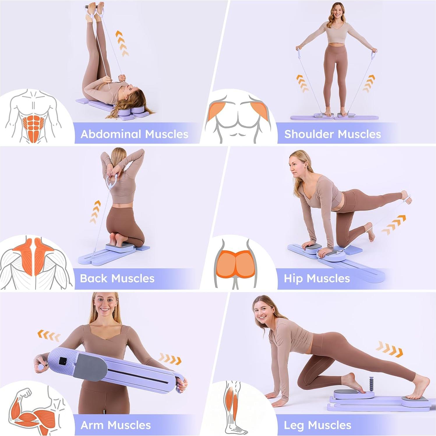 Tablero de Pilates Reformer Sykart 10 en 1 Portátil con LED