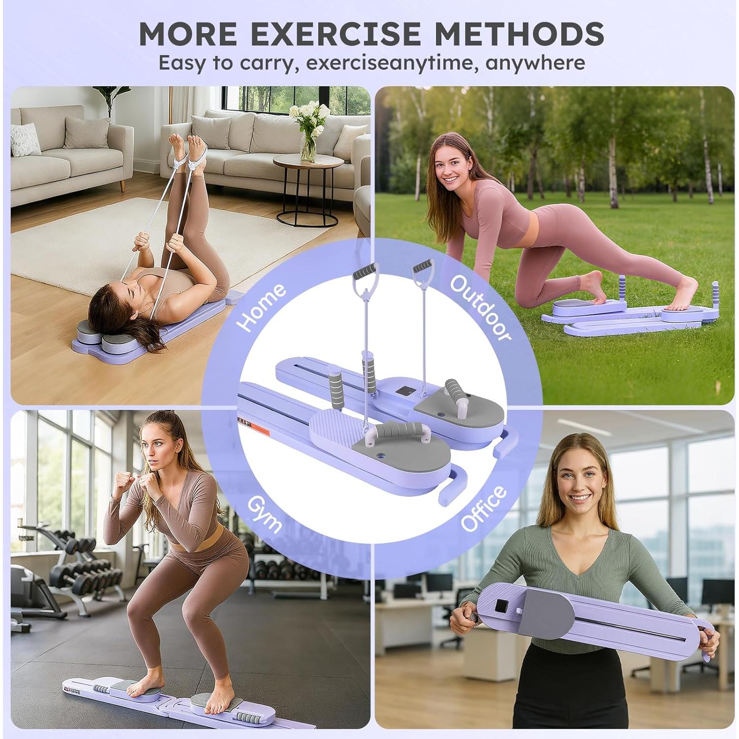 Tablero de Pilates Reformer Sykart 10 en 1 Portátil con LED