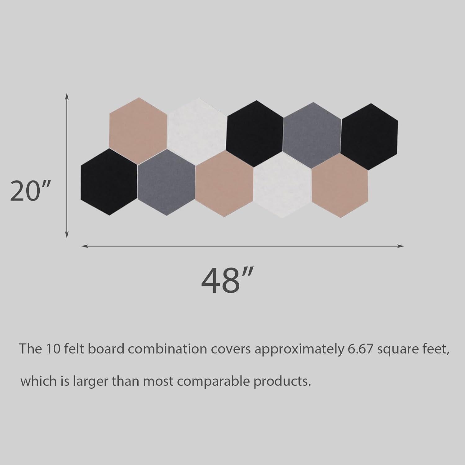 10 Baldosas Hexagonales de Fieltro Afumazi para Pared - Grande