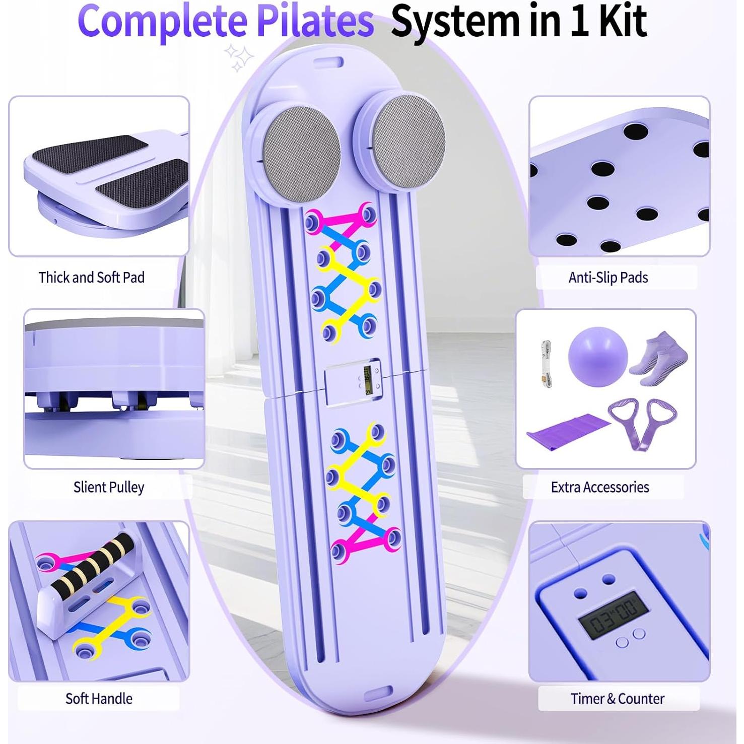 Tabla de Pilates Plegable ORWIPO YY-8053 6 en 1 para Casa