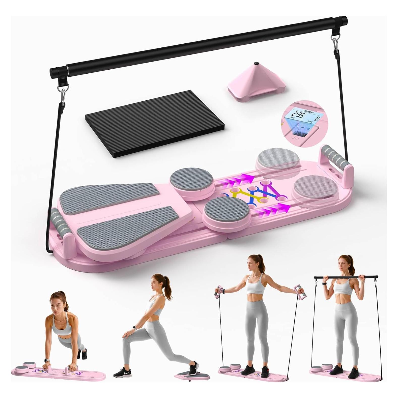 Tabla de Pilates ANIERY Reformador Plegable Rosa 150 kg