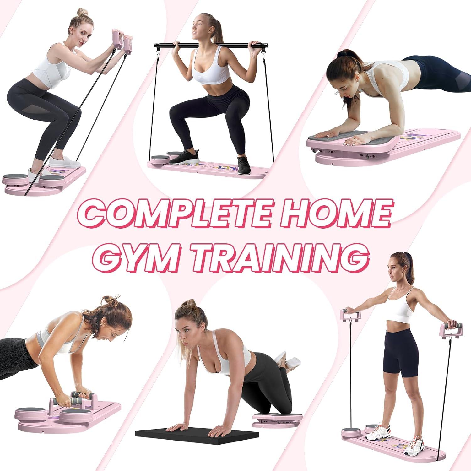 Tabla de Pilates ANIERY Reformador Plegable Rosa 150 kg